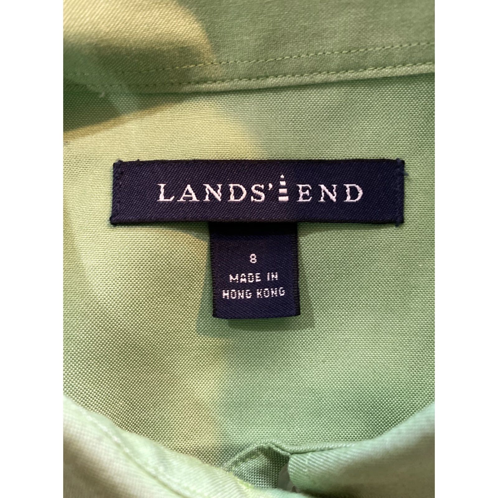 Lands' End Lands' End Women’s Green Cotton Button-Down Shirt Size 8 Regular Collared Long Sleeve Classic Office Casual Shirt - Womens Size M / US 6-8 / IT 42-44 - 6 Thumbnail