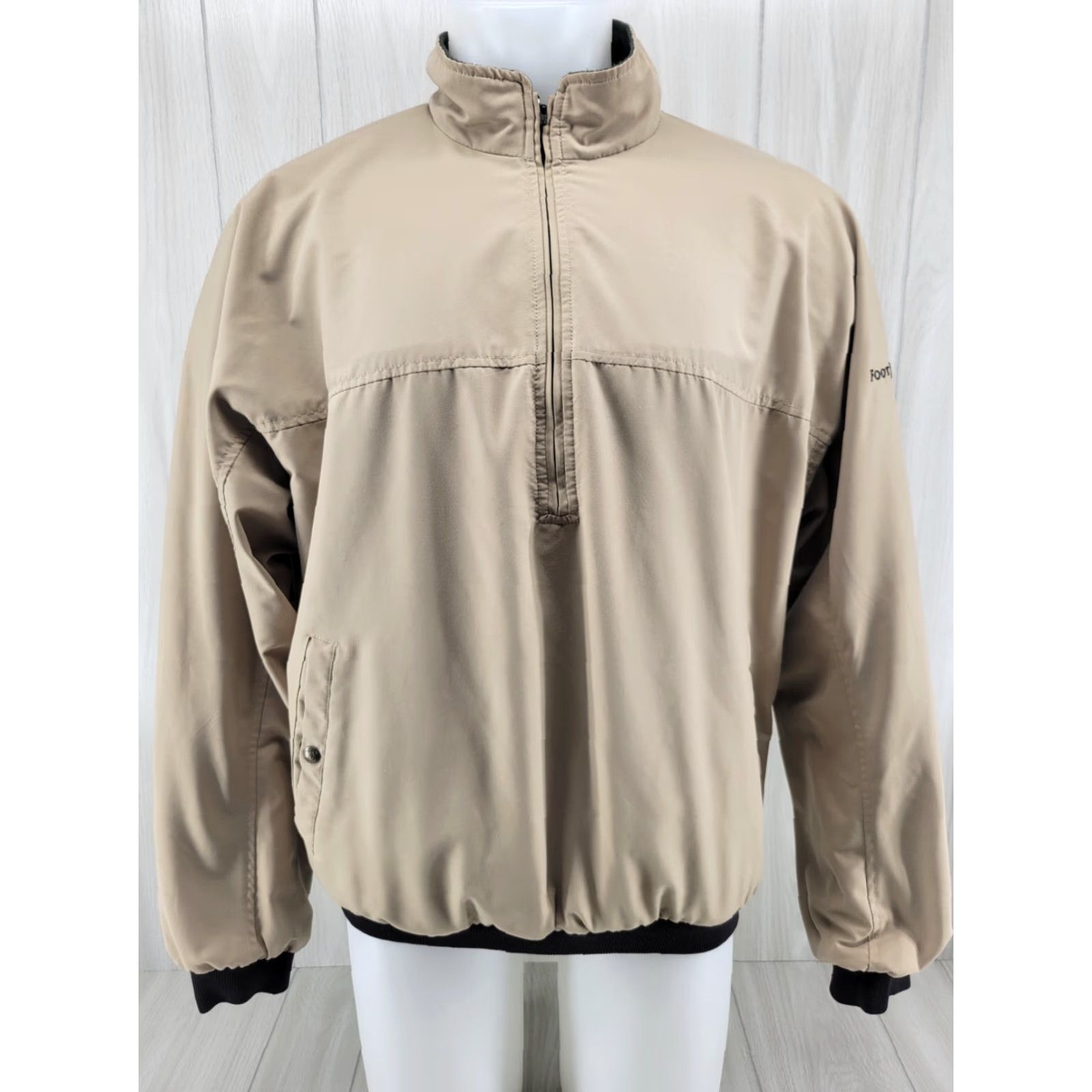 Footjoy FootJoy Mens L Reversible Golf Half Zip Beige Green Fleece Pullover Jacket Shirt Windbreaker Golf Size US L / EU 52-54 / 3 - 2 Thumbnail