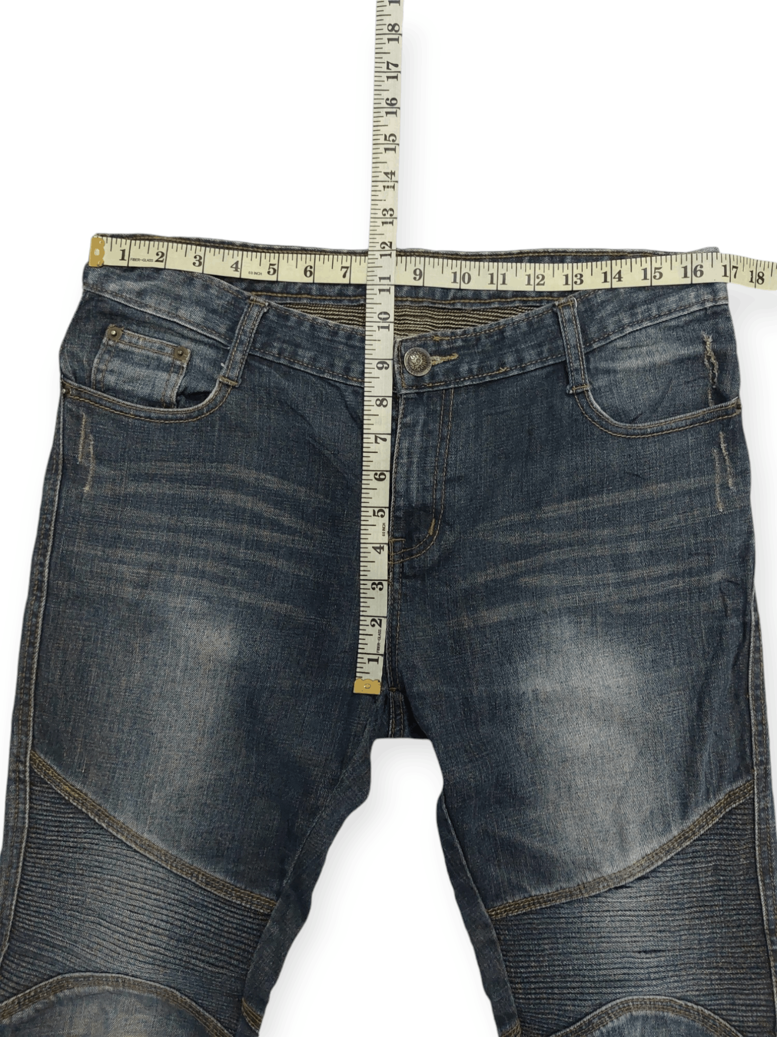 Vintage 🔥 Longli Zipped Flare Punk Biker Denim Size US 33 - 22 Thumbnail
