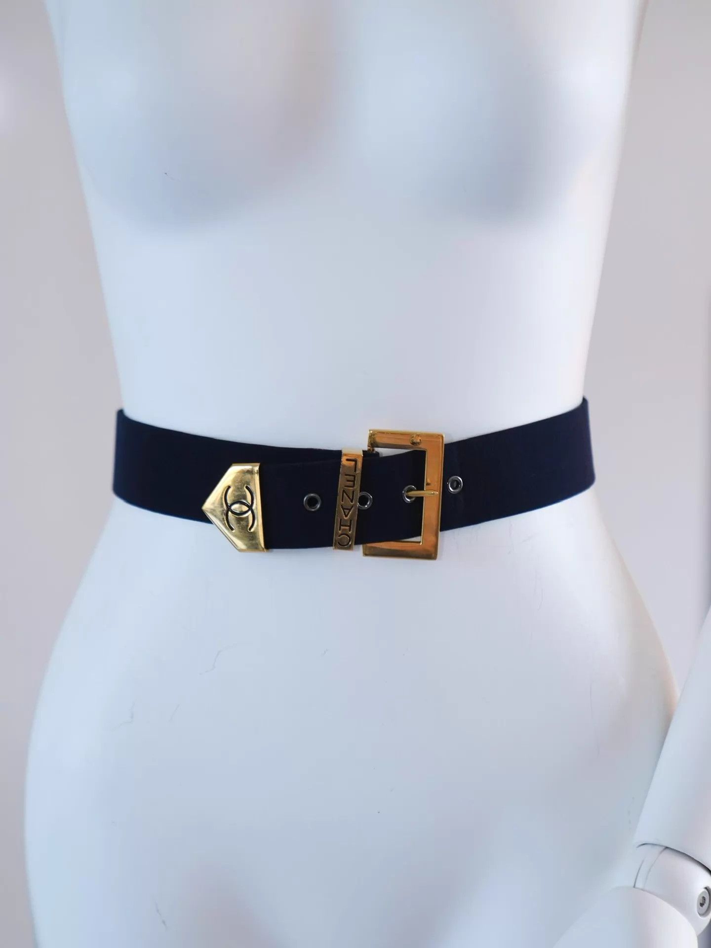 Chanel Chanel Vintage Navy CC Buckle Belt 3.6cm XS Size ONE SIZE - 2 Thumbnail