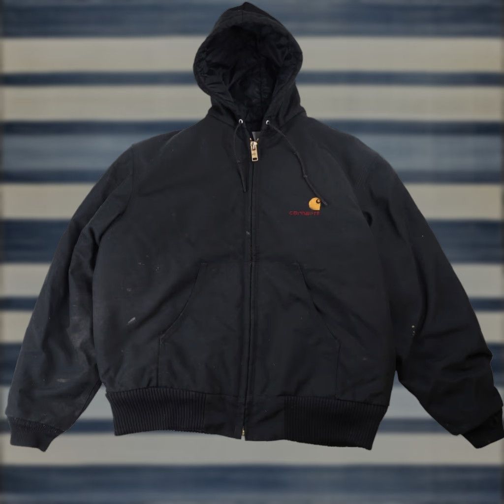 Carhartt VINTAGE Carhartt Mens Large Spellout Canvas Quilted Work Jacket Black Jacket Mens Large Black Carhartt Spellout Canvas Quilted Work Jacket Size US L / EU 52-54 / 3 - 1 Thumbnail