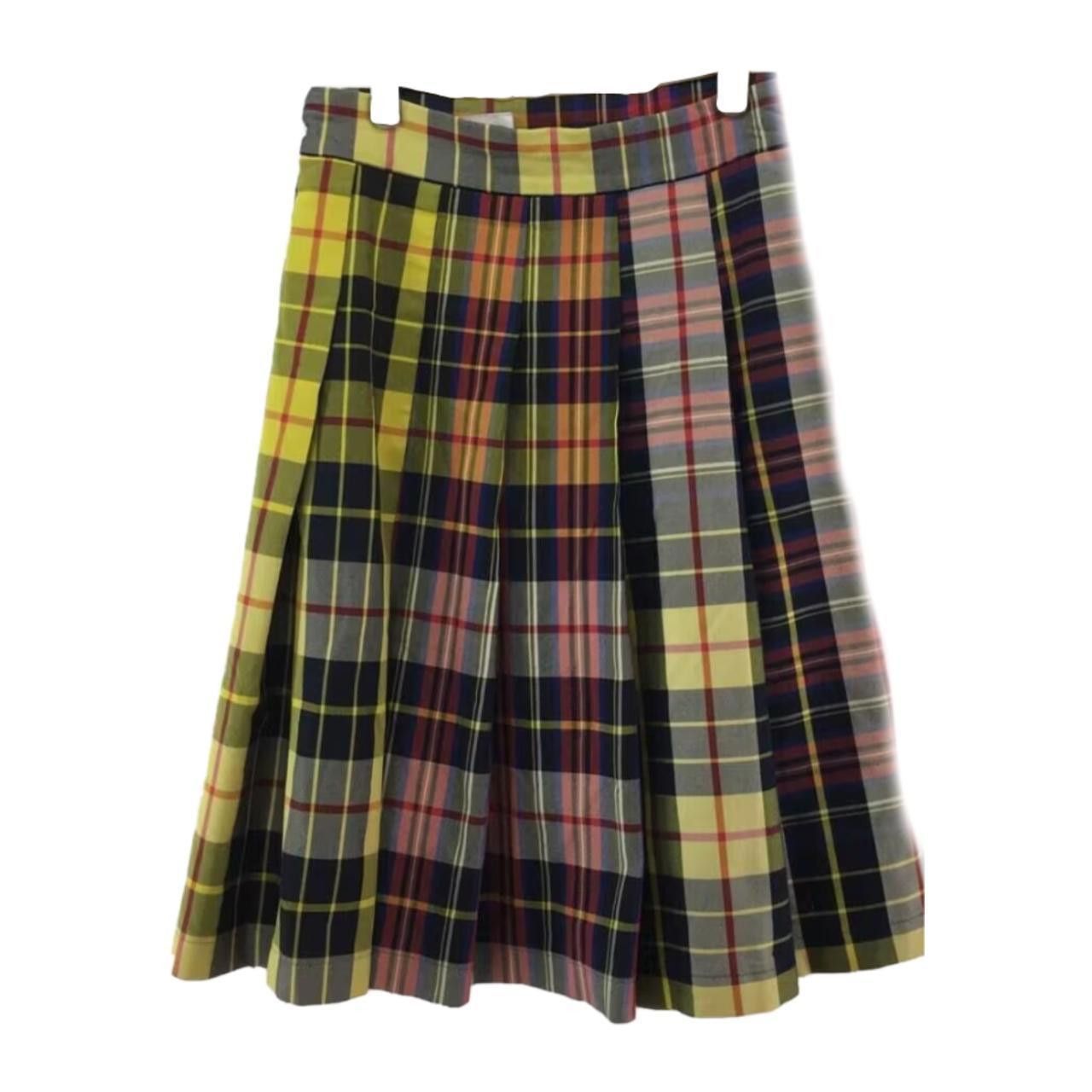 Comme Des Garcons Flare Checkered Pleat Midi Skort