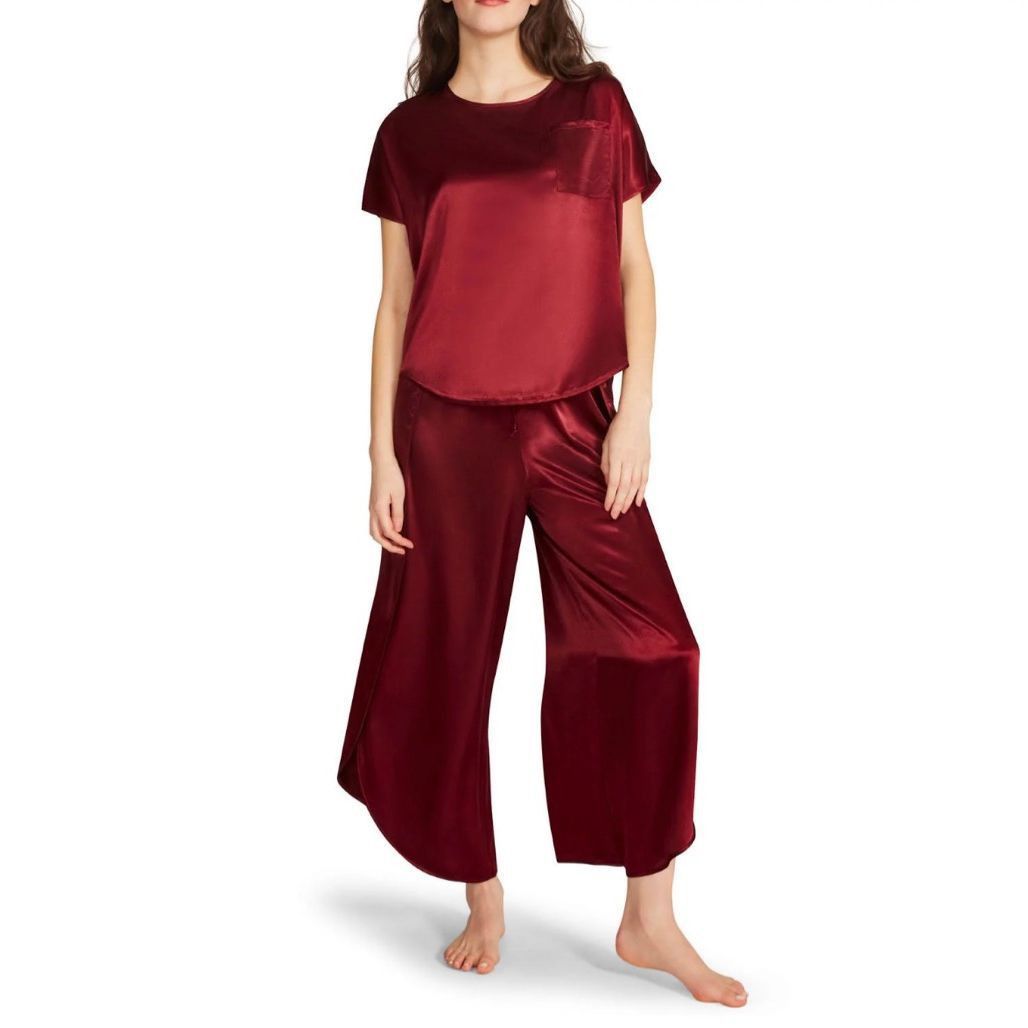 BB Dakota Women's Satin 2-Piece Short Sleeve & Pant Lounge S
