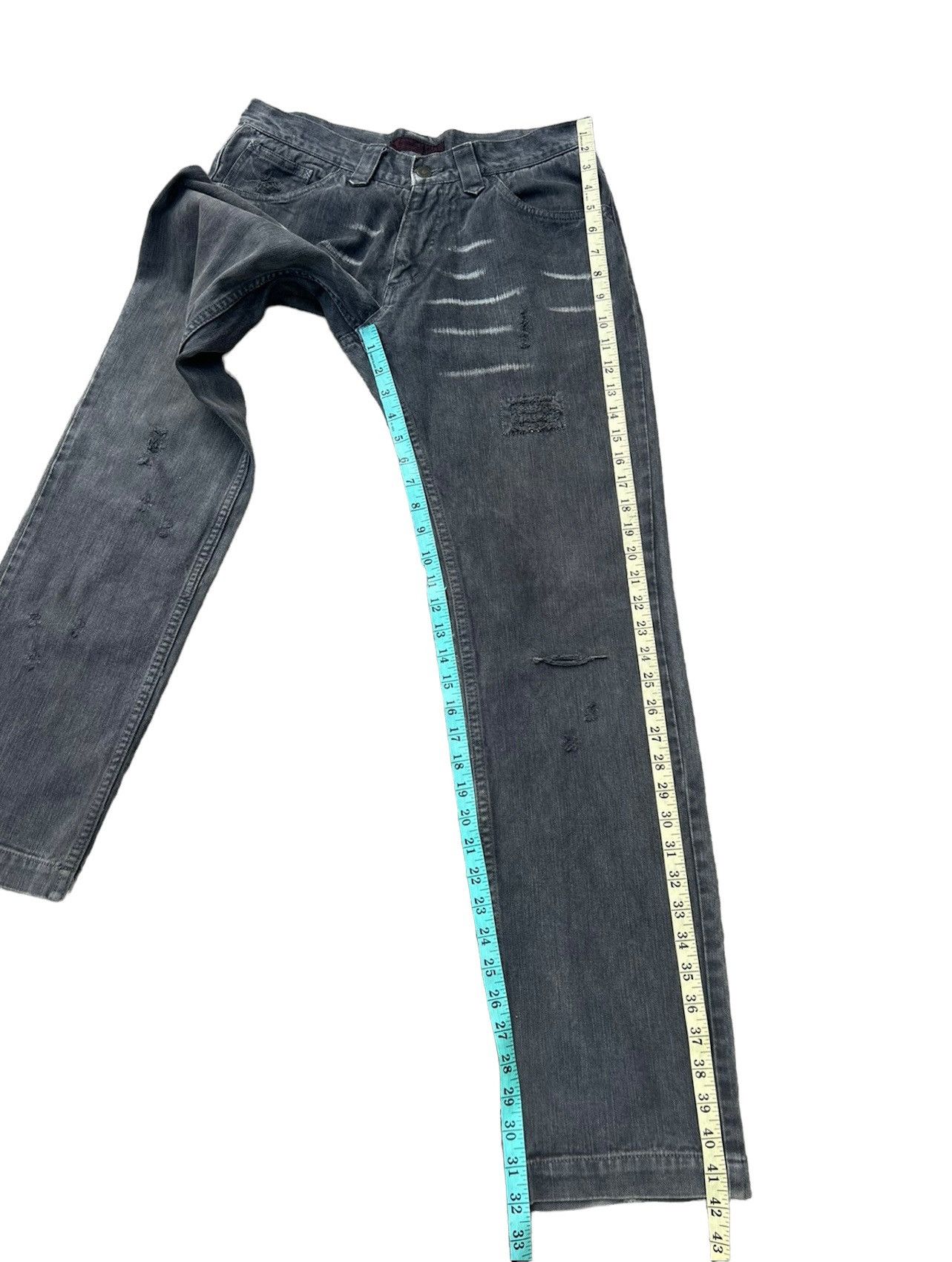 TMT Vintage TMT Japan Rips Distressed Sun Fade Black Denim Jeans Size US 31 - 5 Thumbnail