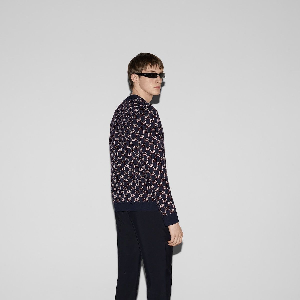 o1s1wg110925 Wool Jacquard Cardigan With GG Shadow