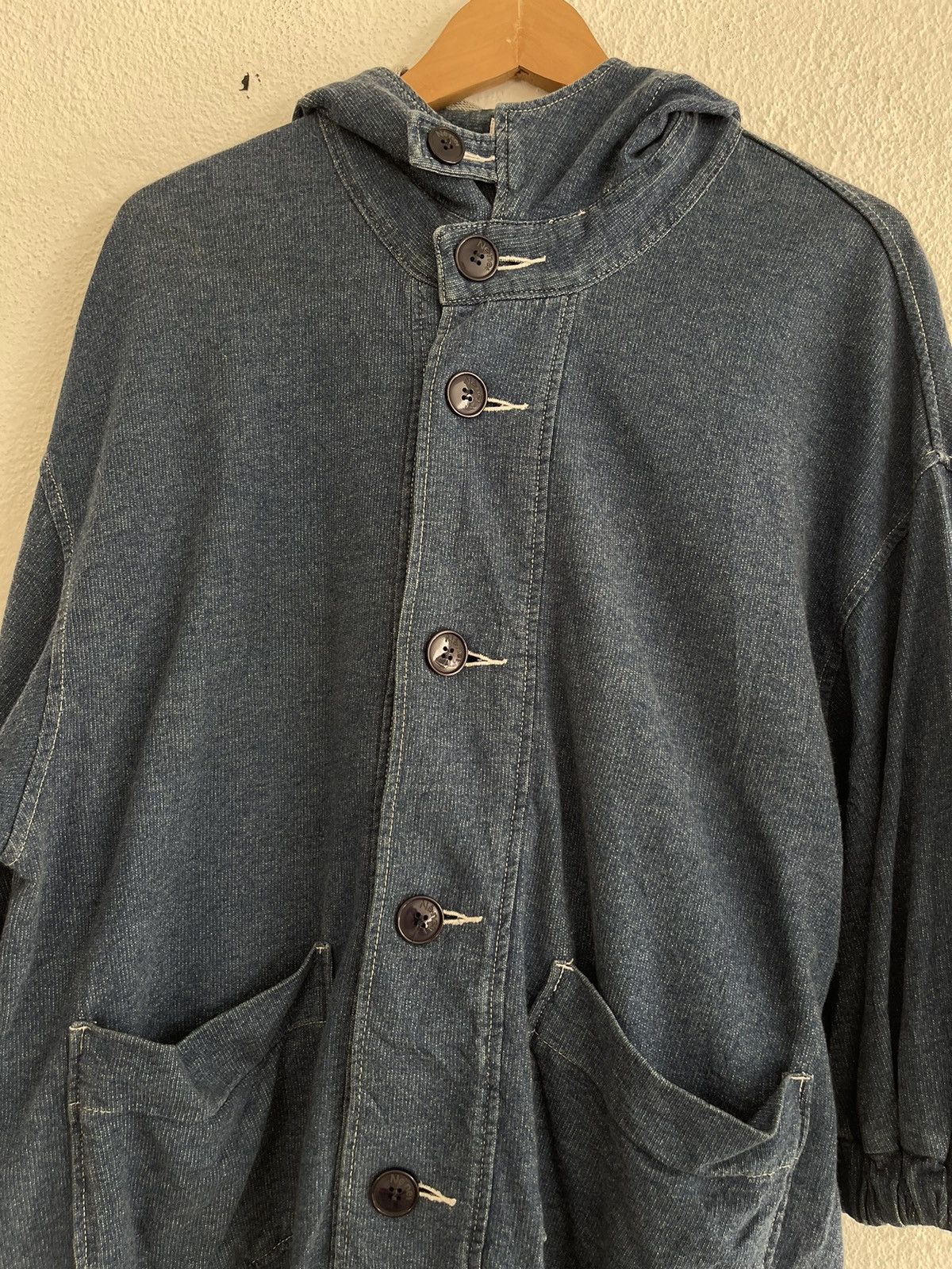 Issey Miyake × Japanese Brand × Ne-Net Ne Net Button Up Indigo Hooded Size US M / EU 48-50 / 2 - 4 Thumbnail