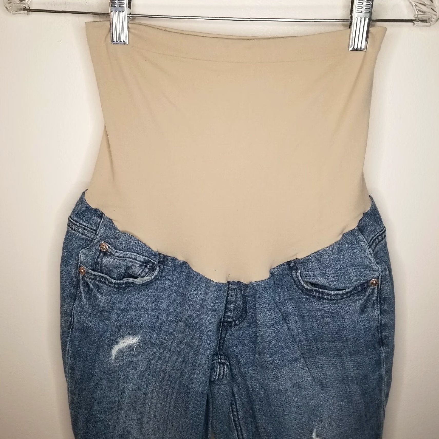 Vintage INDIGO Jeans Skinny Maternity Distressed Indigo Blue Women XS Size Skinny Distressed Jeans Womens XSmall Size 26" / US 2 / IT 38 - 3 Thumbnail
