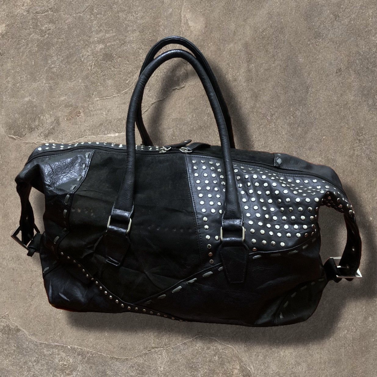 Tornado Mart 00s Tornado Mart Studded Patchwork Duffle Bag Size 46 - 4 Thumbnail