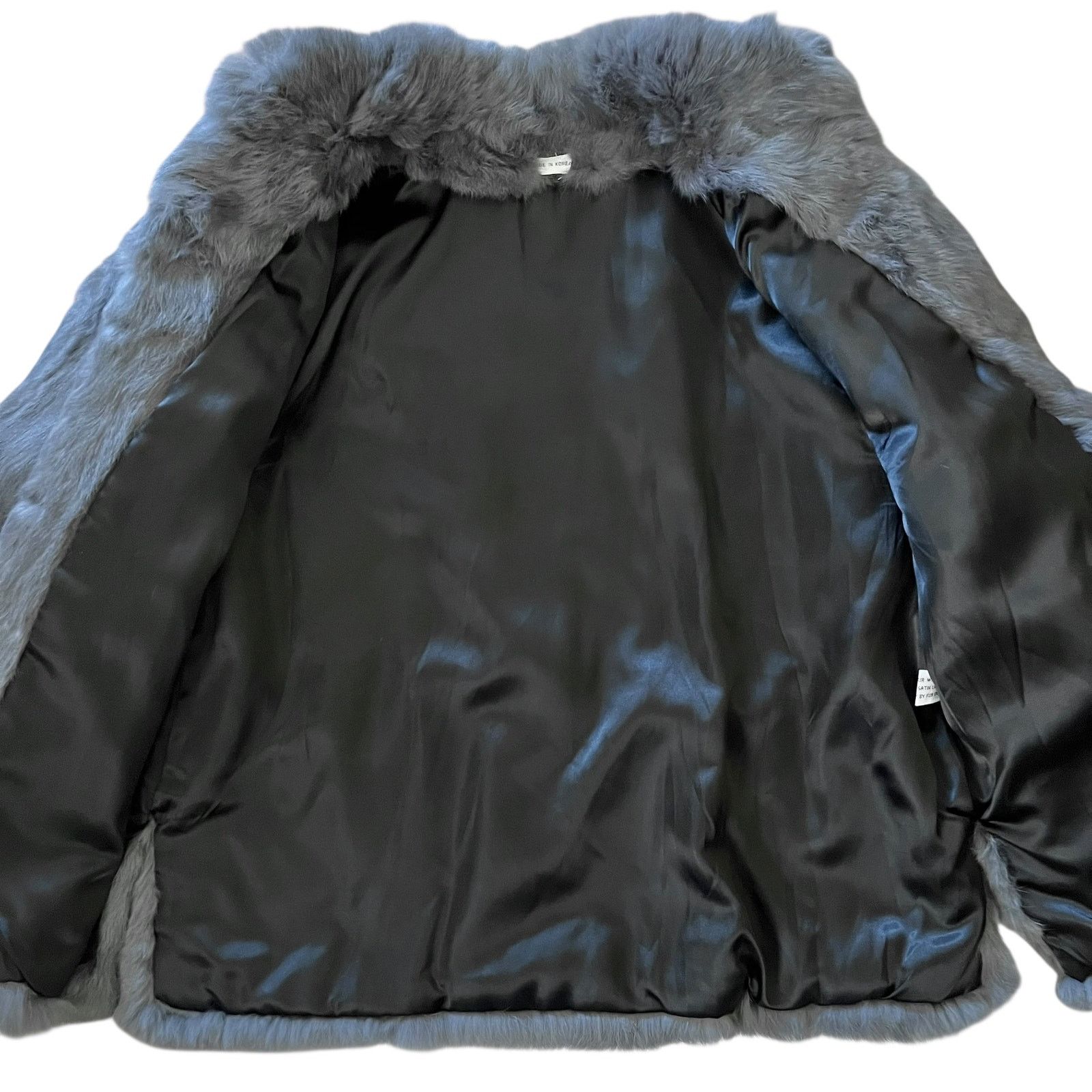 Vintage Vintage Gray Rabbit Genuine Fur High Neck Women's Coat Size L / US 10 / IT 46 - 3 Thumbnail