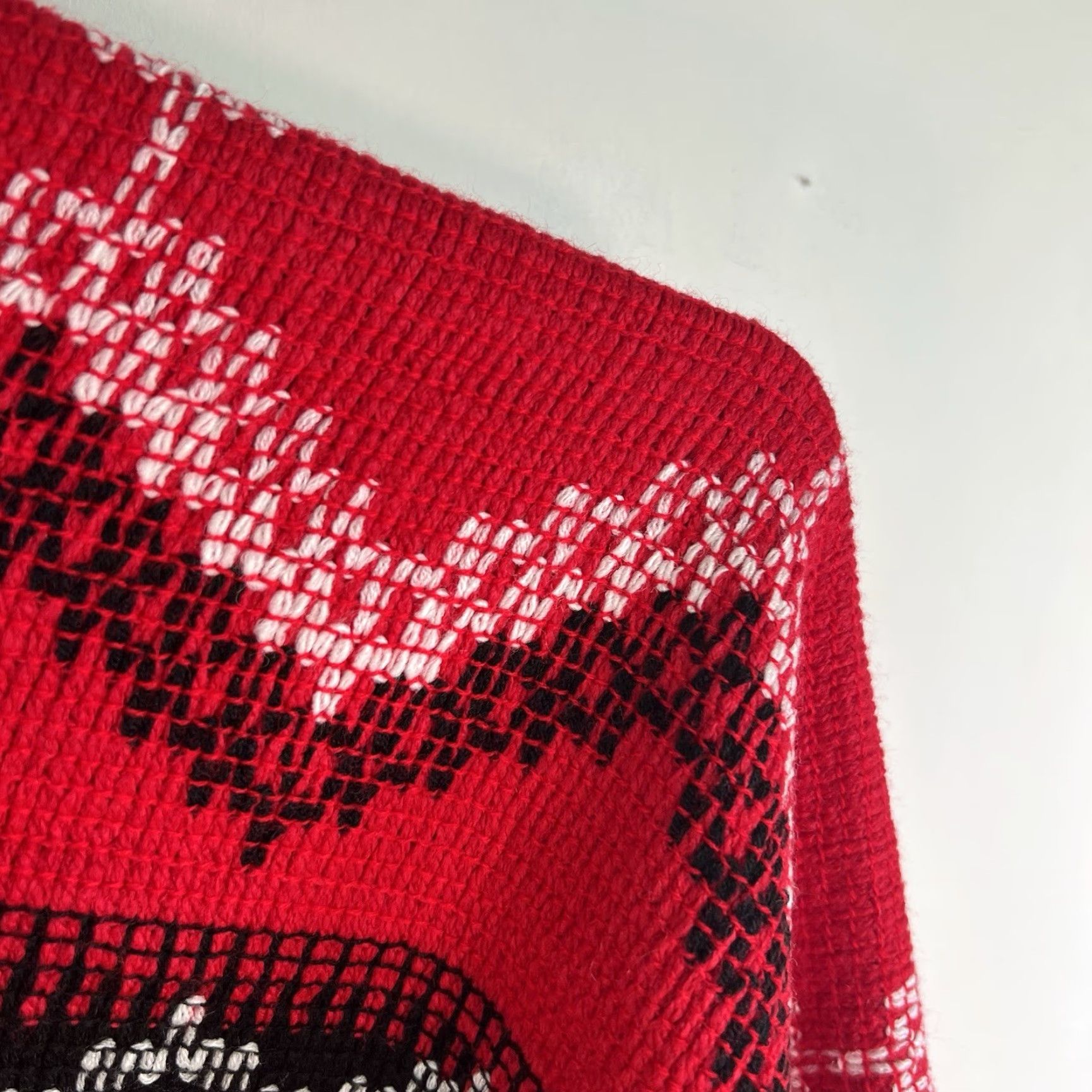 Vintage VINTAGE 60s 70s Knitted Red Black Plaid Poncho Fringe Hippie Boho Psychedelic Shawl/Wrap OS Womens Size ONE SIZE - 2 Thumbnail