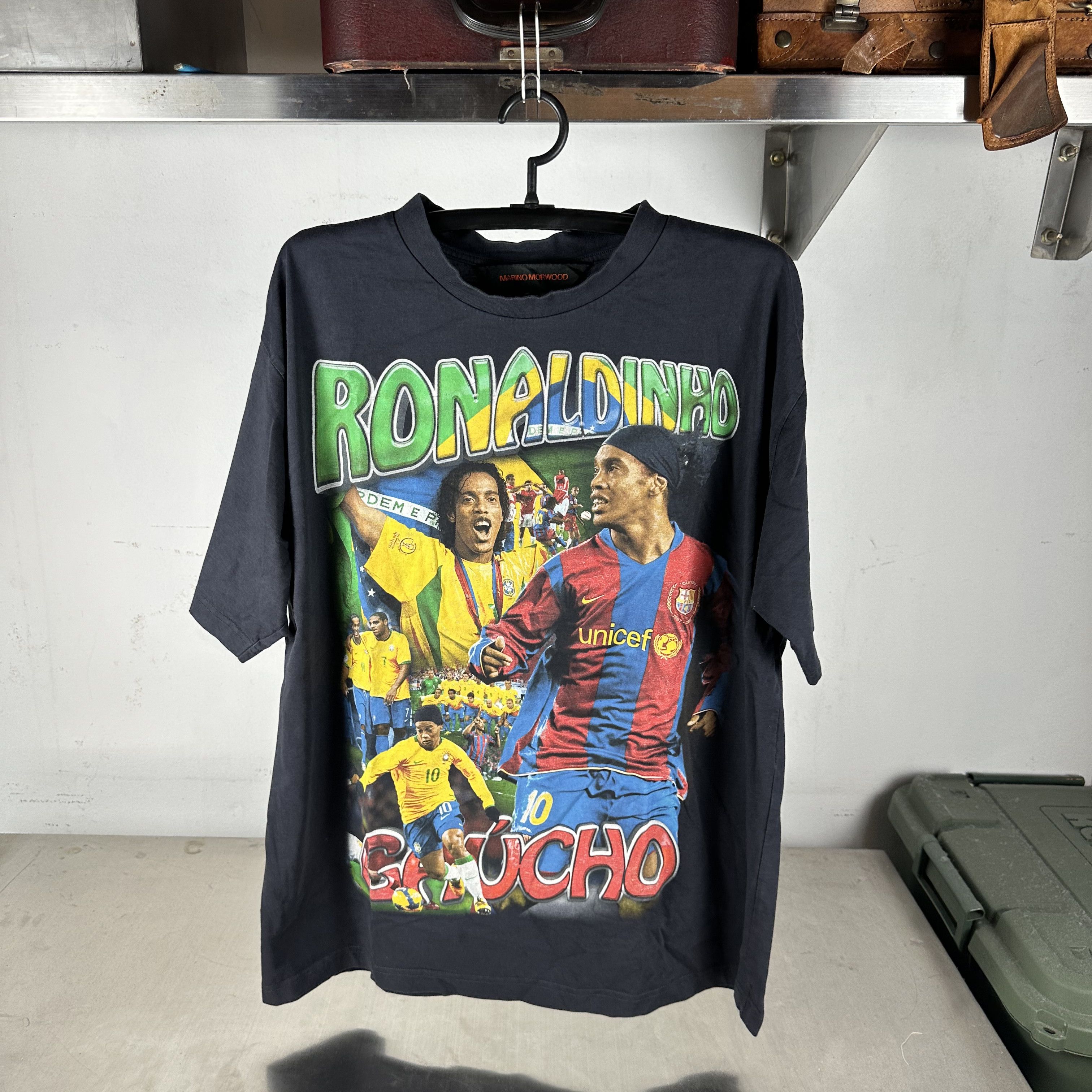 Vintage Marino Morwood Ronaldinho Gaucho Soccer Rap T-Shirt Size US XL / EU 56 / 4 - 1 Thumbnail