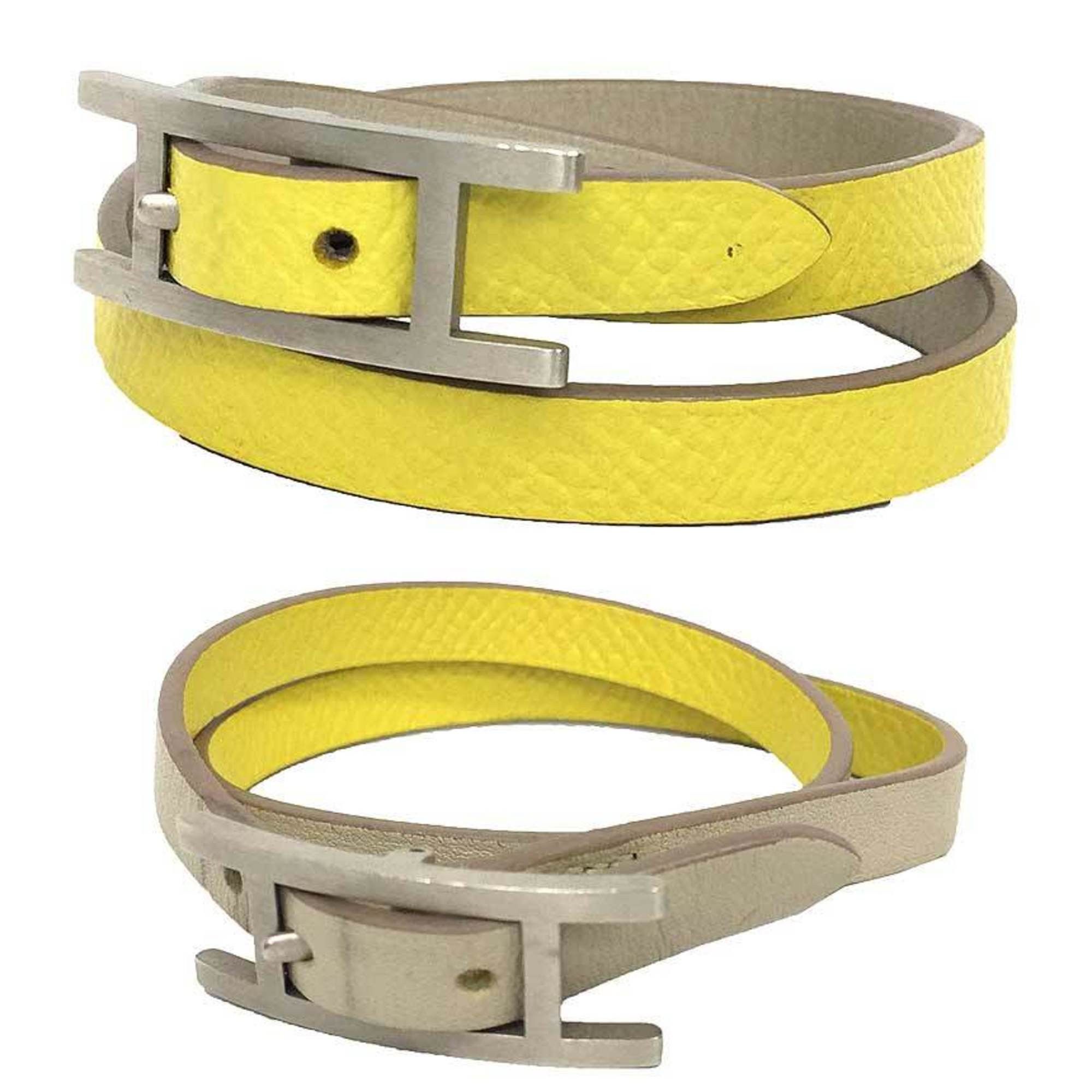 Hermes Hermes leather bracelet, Behapi Double Tour, size S, yellow/ivory, 064684CB, AD-S. Size ONE SIZE - 1 Thumbnail