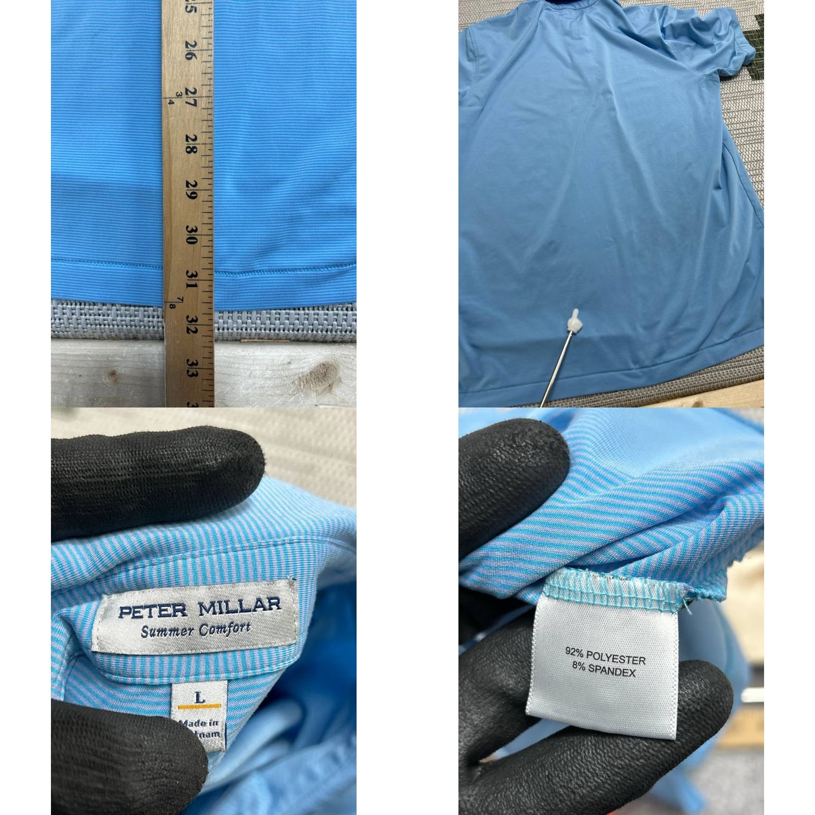 Peter Millar Peter Millar Summer Comfort Polo Shirts Mens Large Blue Striped Stretch Collared Shirt Size US L / EU 52-54 / 3 - 8 Thumbnail