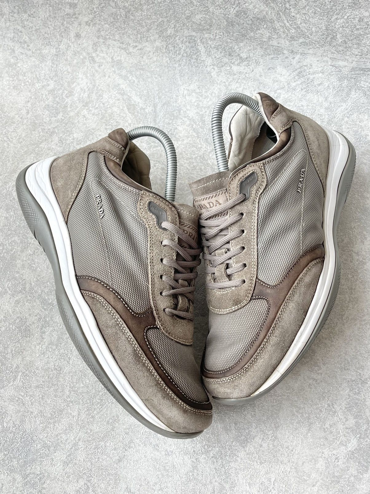 Prada VTG Prada America’s Cup Suede & Mesh Sneakers Grey Archive Size US 8.5 / EU 41-42 - 1 Thumbnail