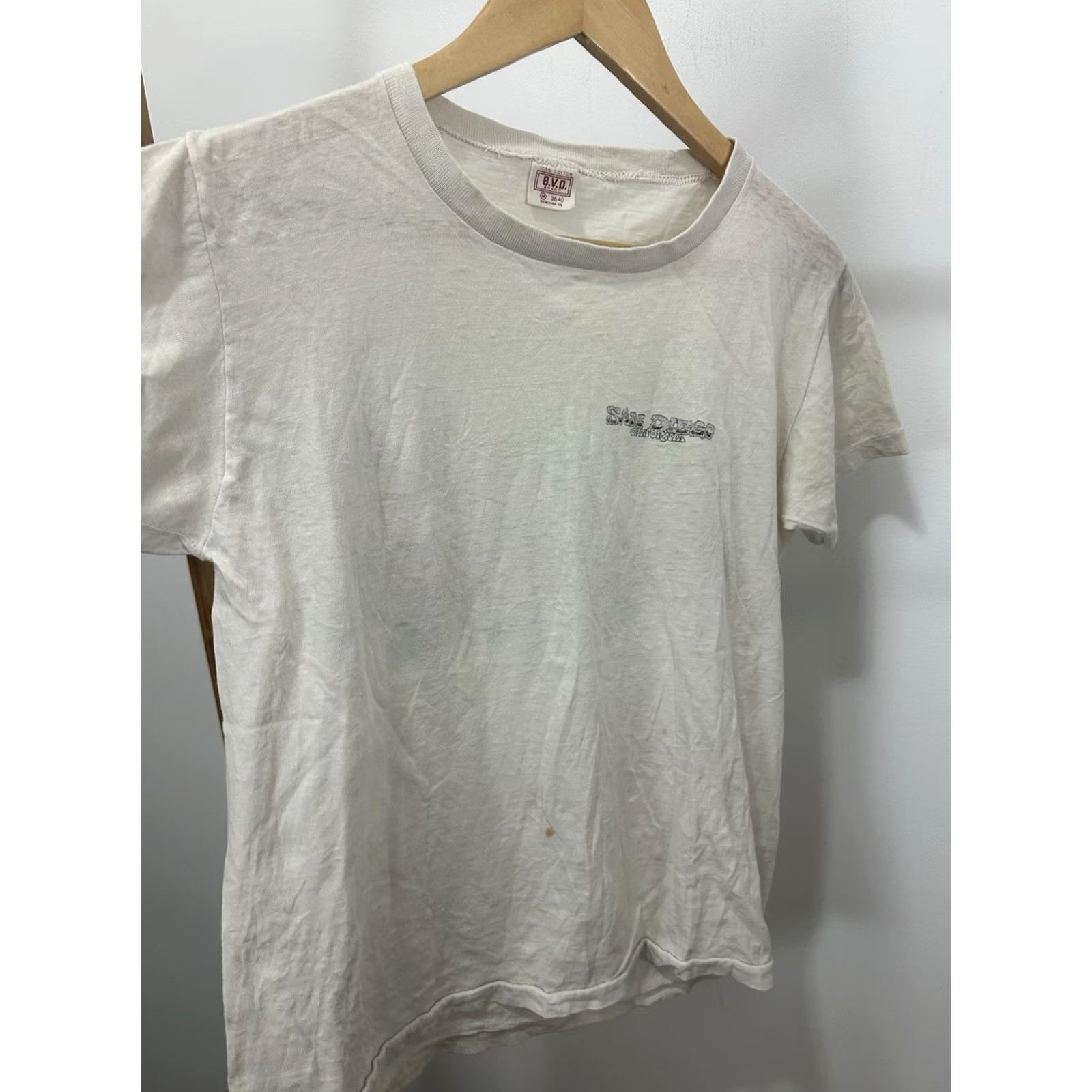 Vintage B.V.D T-Shirt Shirt Mens M Cream VTG 60s Westcoast Distressed Worn 60s Grunge California Diego San Size US M / EU 48-50 / 2 - 4 Thumbnail