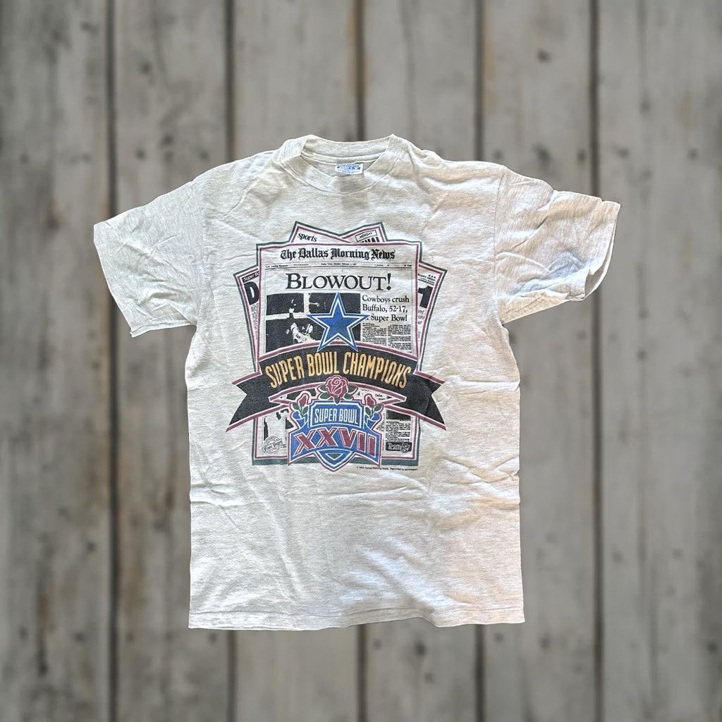 NFL VINTAGE Dallas Cowboys 1993 Super Bowl XXVII Champions NFL T-Shirt White Men M Size US M / EU 48-50 / 2 - 1 Thumbnail