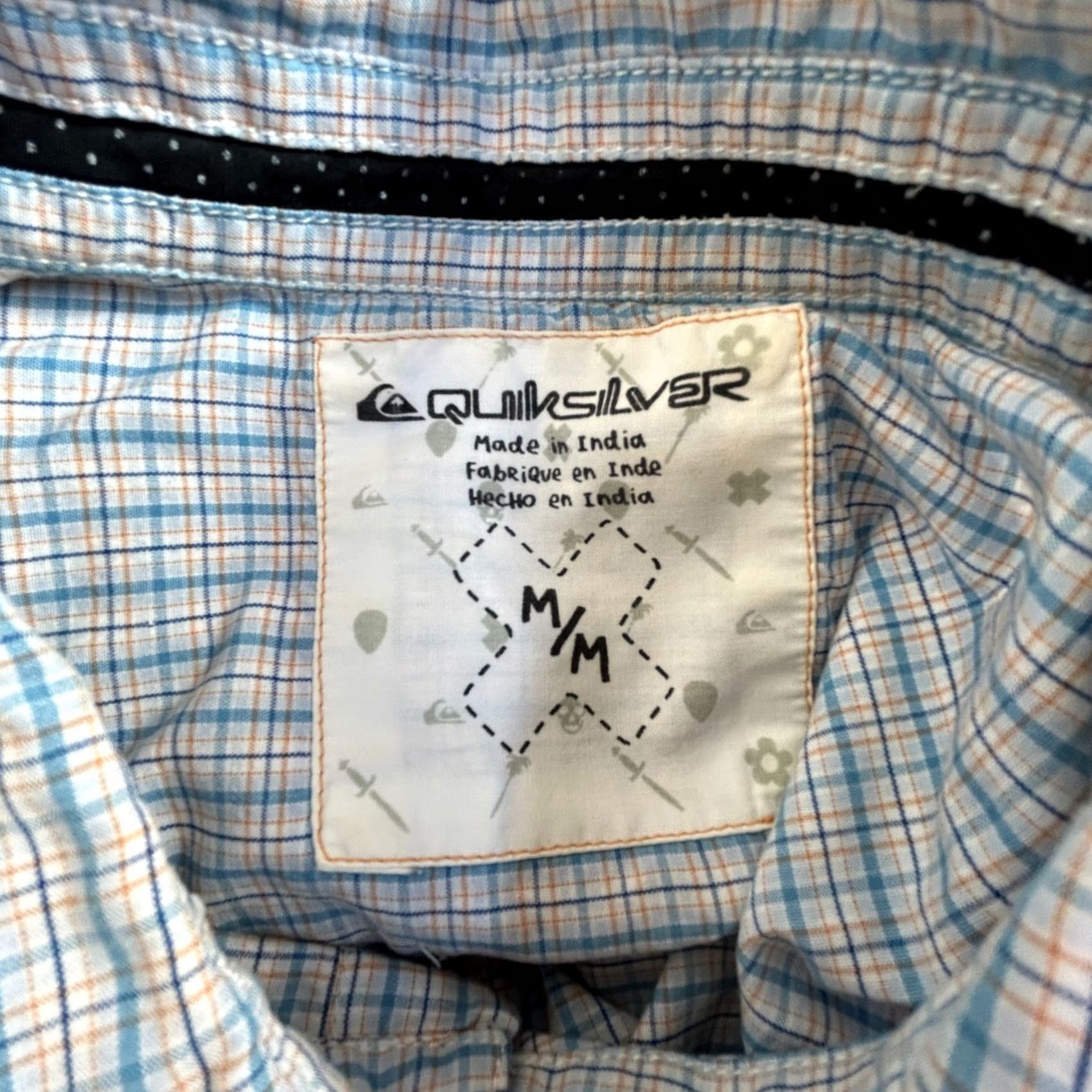 Quiksilver Quiksilver Mens Shirt Button Up Short Sleeve Plaid Blue White Pocket Medium Casual Travel Size US M / EU 48-50 / 2 - 3 Thumbnail