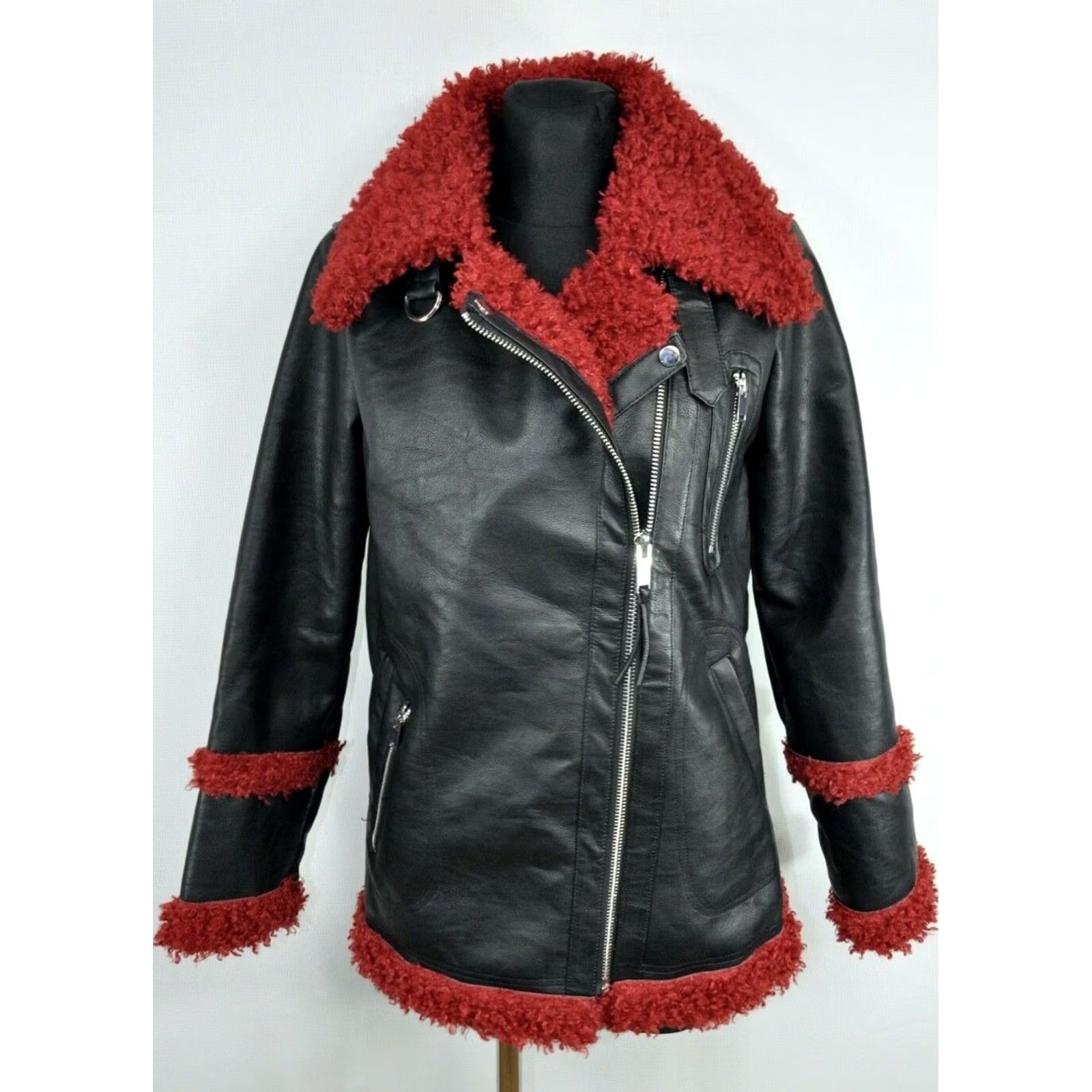 Vintage URBANCODE Longline Aviator Coat With Contrast Fleece Lining Women's Size US 4 Coat Black Women XS-4? Size S / US 4 / IT 40 - 2 Thumbnail