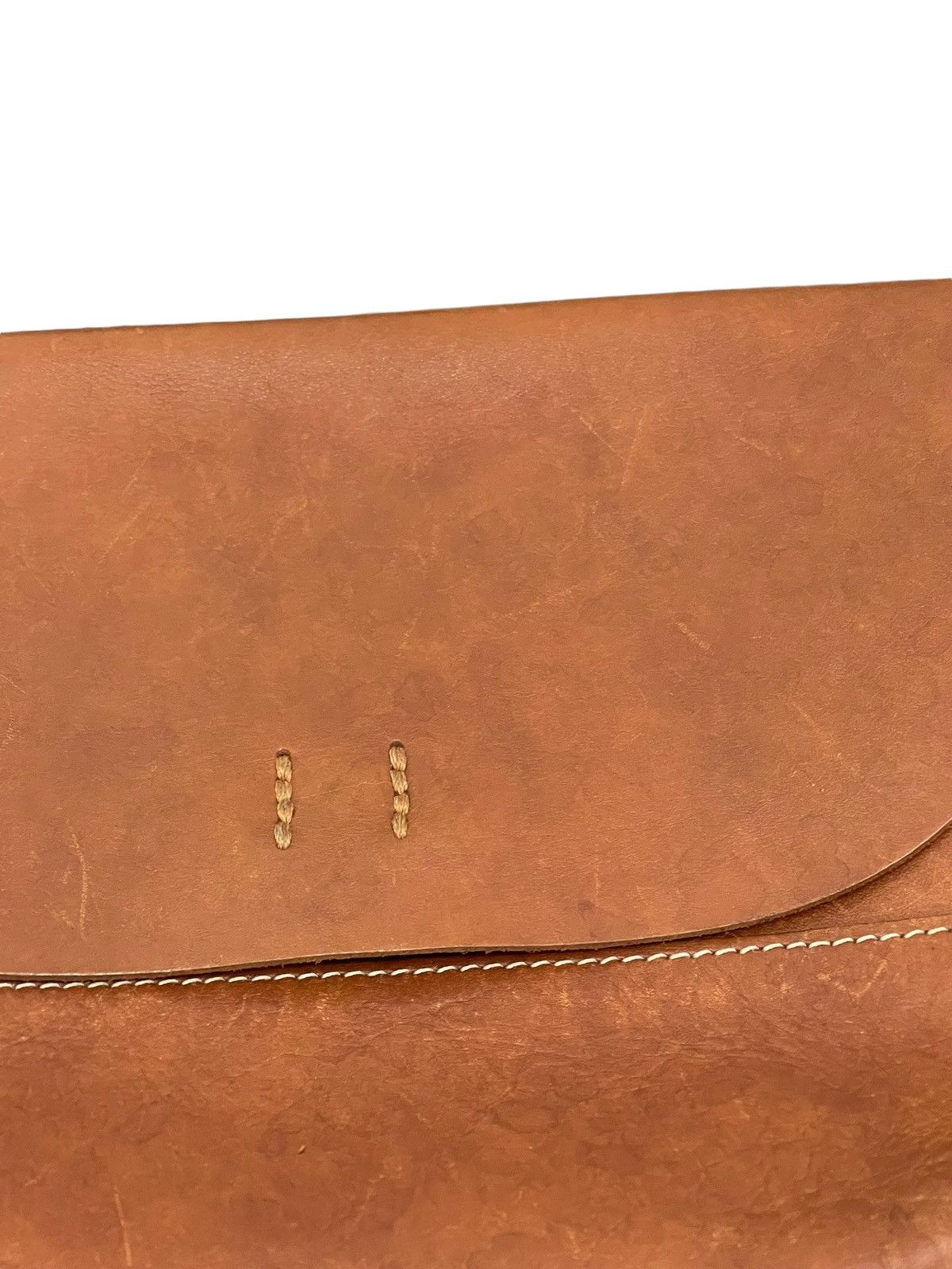 Japanese Brand Full Leather Patina 1203 Mano Fece Cross Body Bag 1🟩2 Size ONE SIZE - 9 Thumbnail