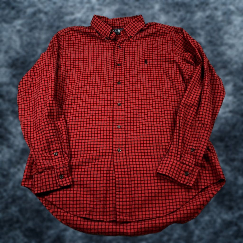 Polo Ralph Lauren VINTAGE Polo Ralph Lauren Shirt Mens L Red Buffalo Check Flannel 90s Casual Workwear Button-Up Size US L / EU 52-54 / 3 - 1 Thumbnail