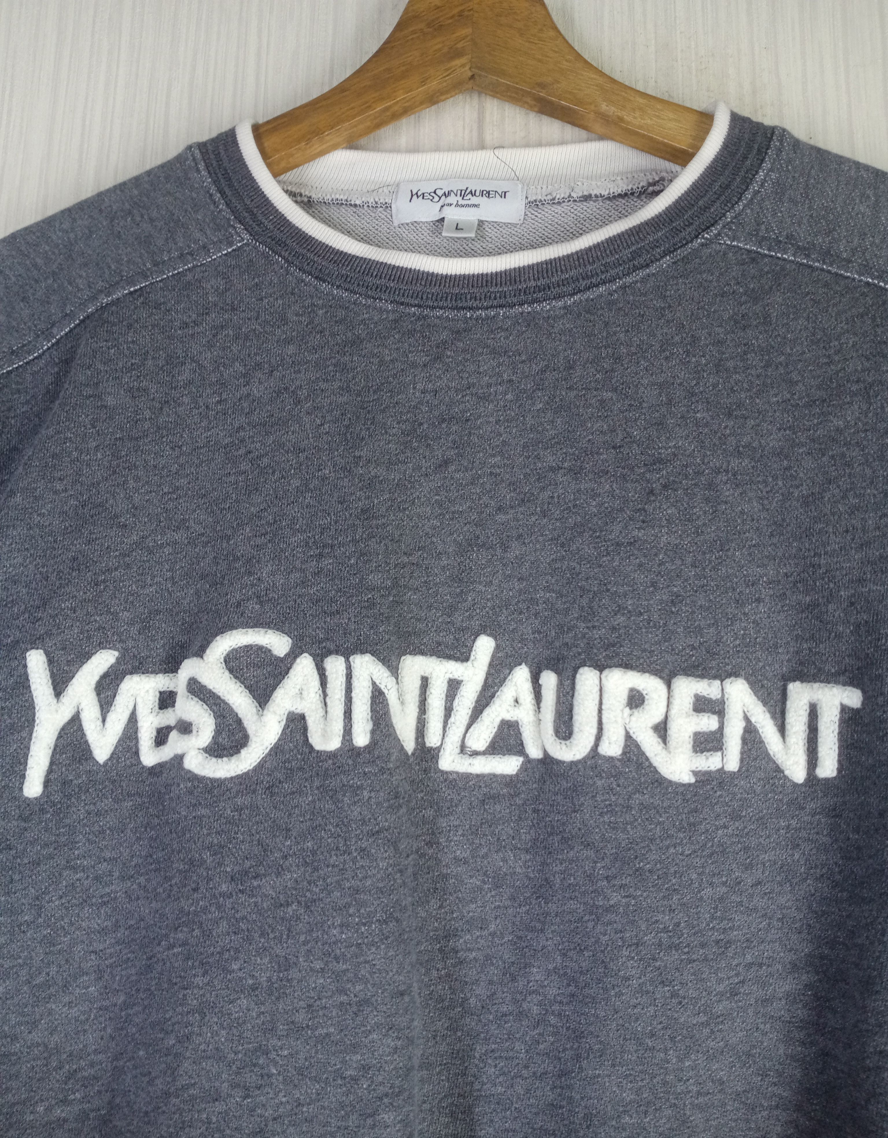 Yves Saint Laurent Rare Vintage Yves Saint Laurent Embroidery Logo Sweatshirt Size US L / EU 52-54 / 3 - 4 Thumbnail