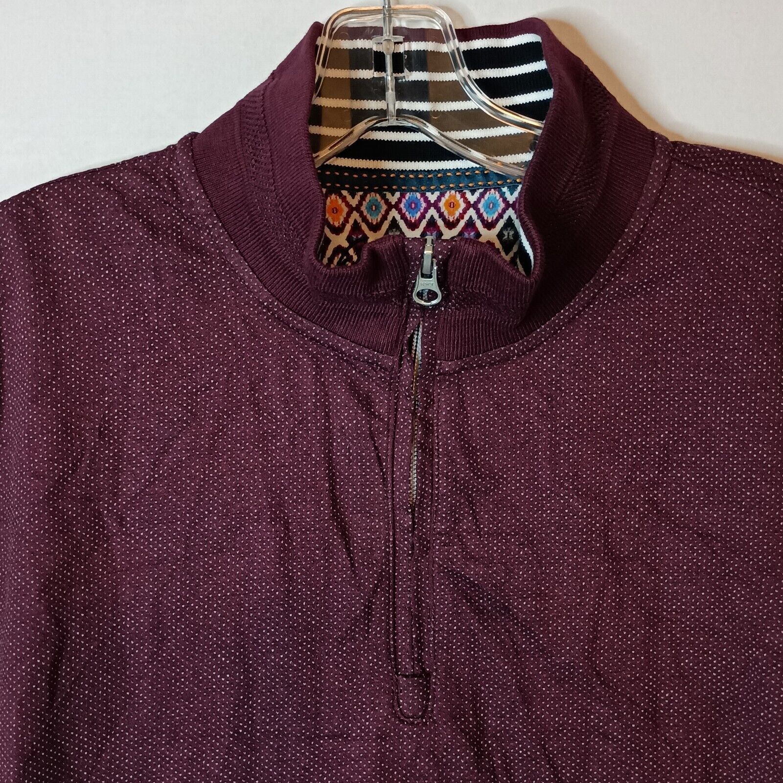 Robert Graham Robert Graham 1/4 Zip Pullover Men's M Berry Classic Fit Size US M / EU 48-50 / 2 - 4 Thumbnail