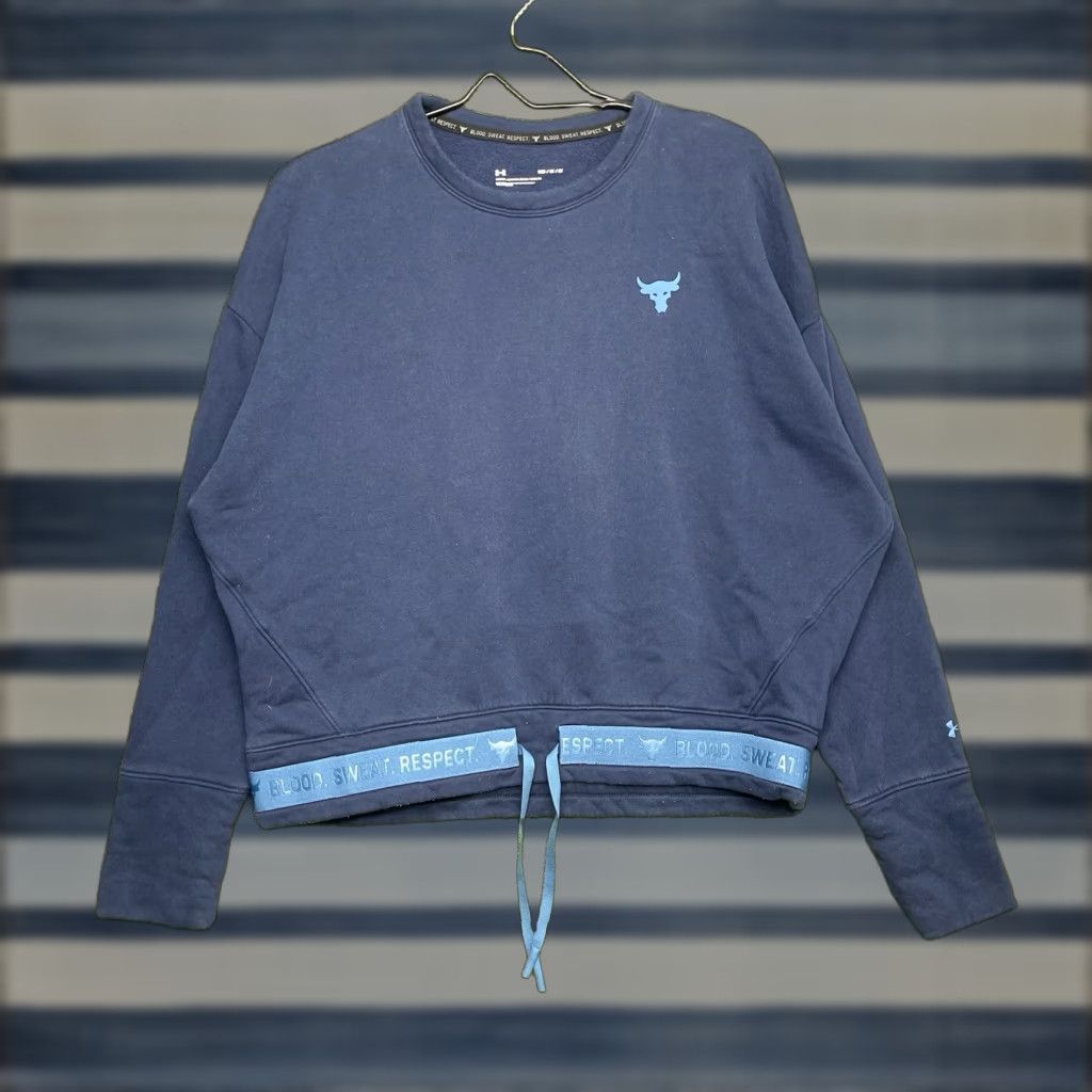Under Armour Under Armour Project Rock Sweatshirt Womens M Cotton Polyester Blue Logo Oversized Crew Neck Pullover Long Sleeve Solid casual Size M / US 6-8 / IT 42-44 - 1 Thumbnail