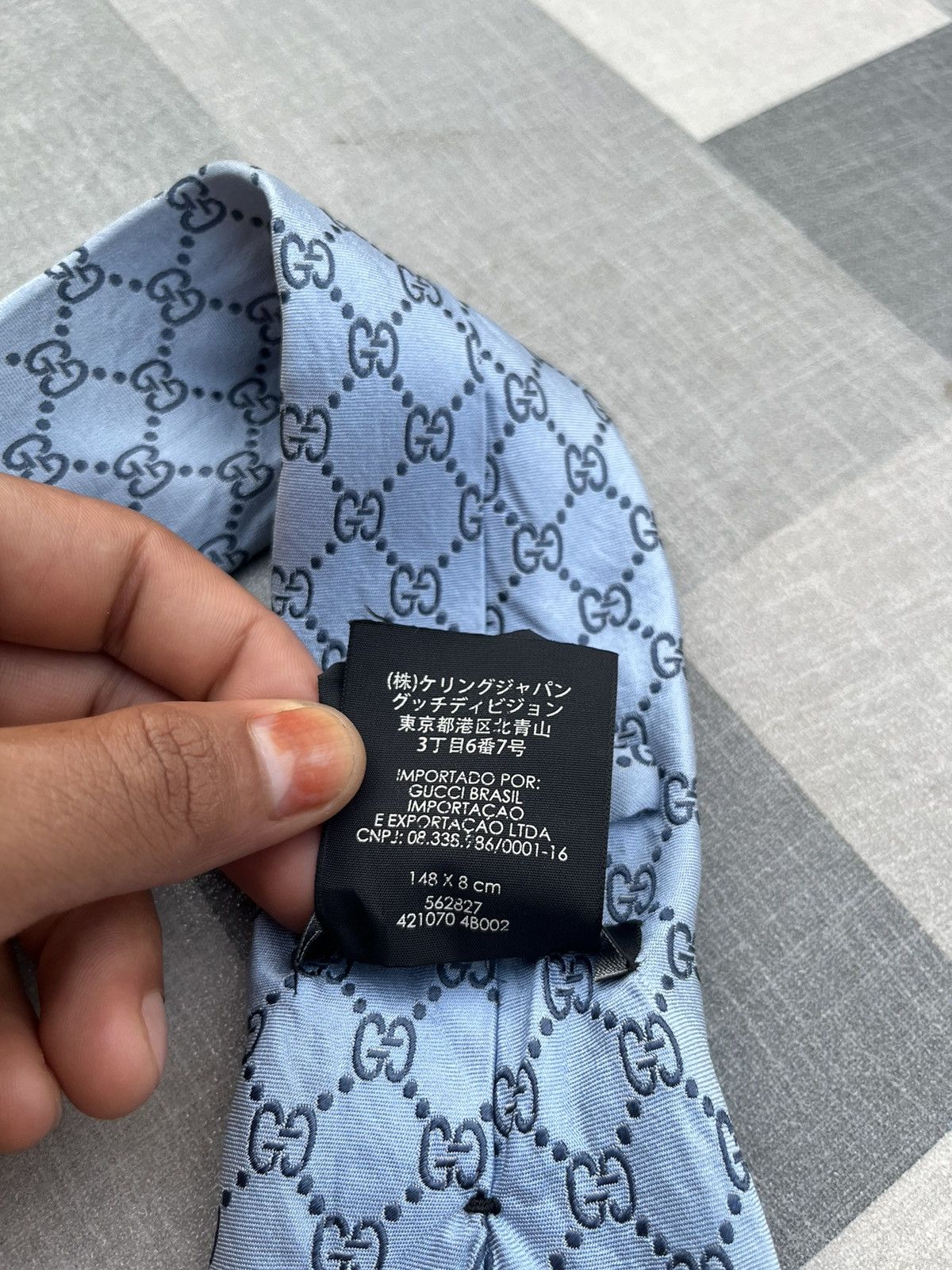 Gucci 90’s Gucci GG Sky Blue Silk Tie Size ONE SIZE - 9 Thumbnail