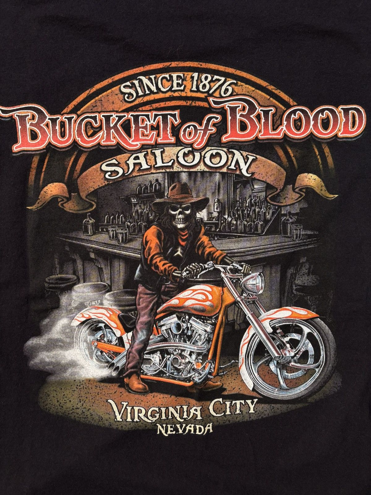 Harley Davidson Vtg Bucket Of Blood Saloon Skull Biker Chopper Nevada Y2K XL Size US XL / EU 56 / 4 - 7 Thumbnail