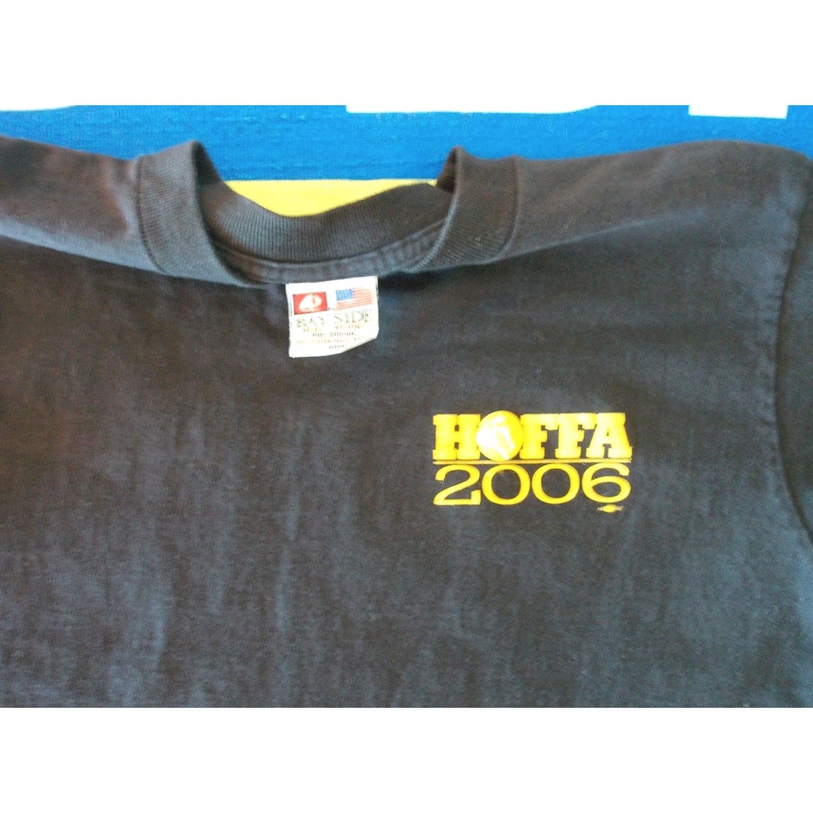 Vintage VINTAGE Bayside T-Shirt Men's Large Black USA 2006 James P. Hoffa Teamsters Graphic Print Front Back-Patriotic Mens Clothing Size US L / EU 52-54 / 3 - 4 Thumbnail