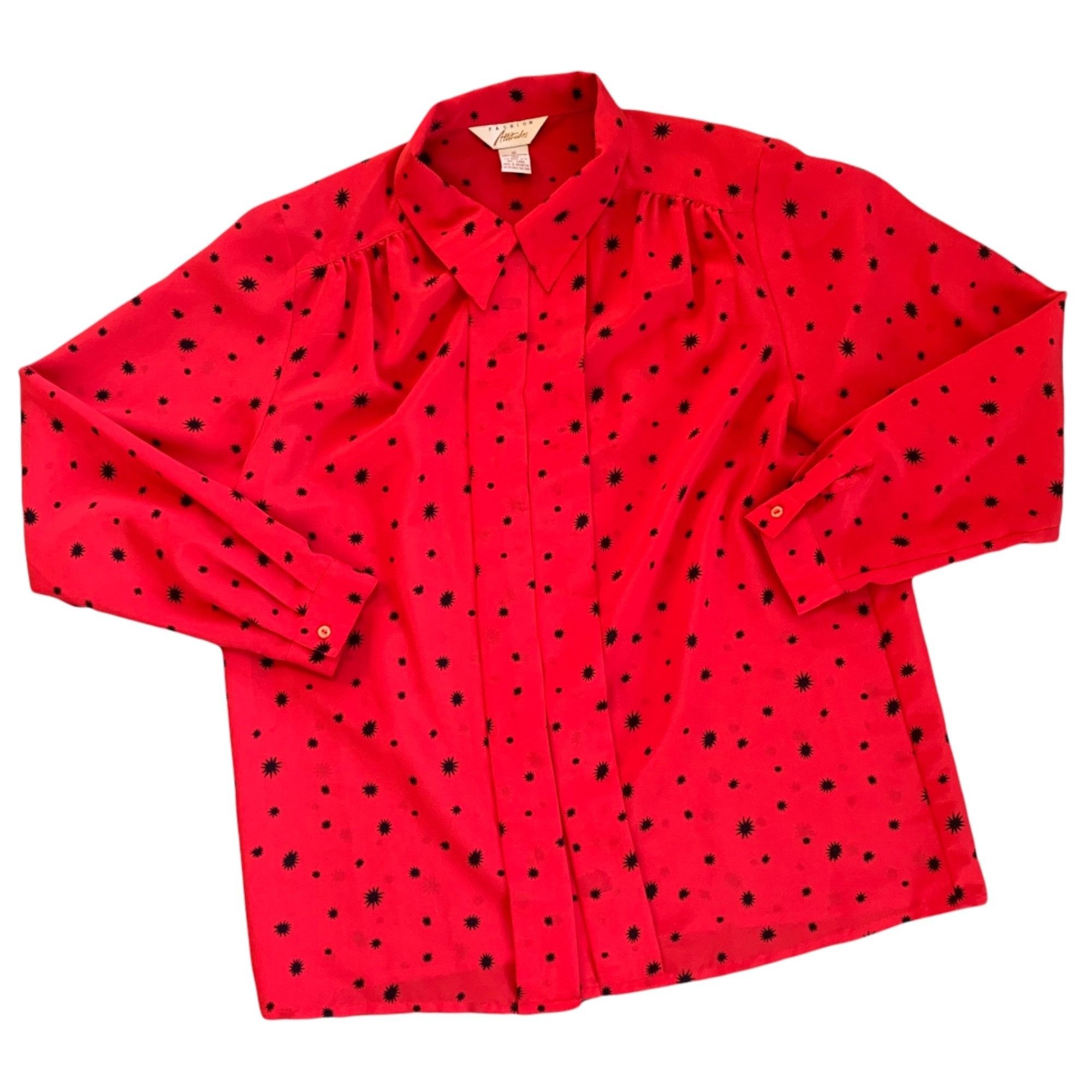 Vintage Vintage Atomic Print Rockabilly MCM Novelty Retro Blouse 12 Size XL / US 12-14 / IT 48-50 - 1 Thumbnail