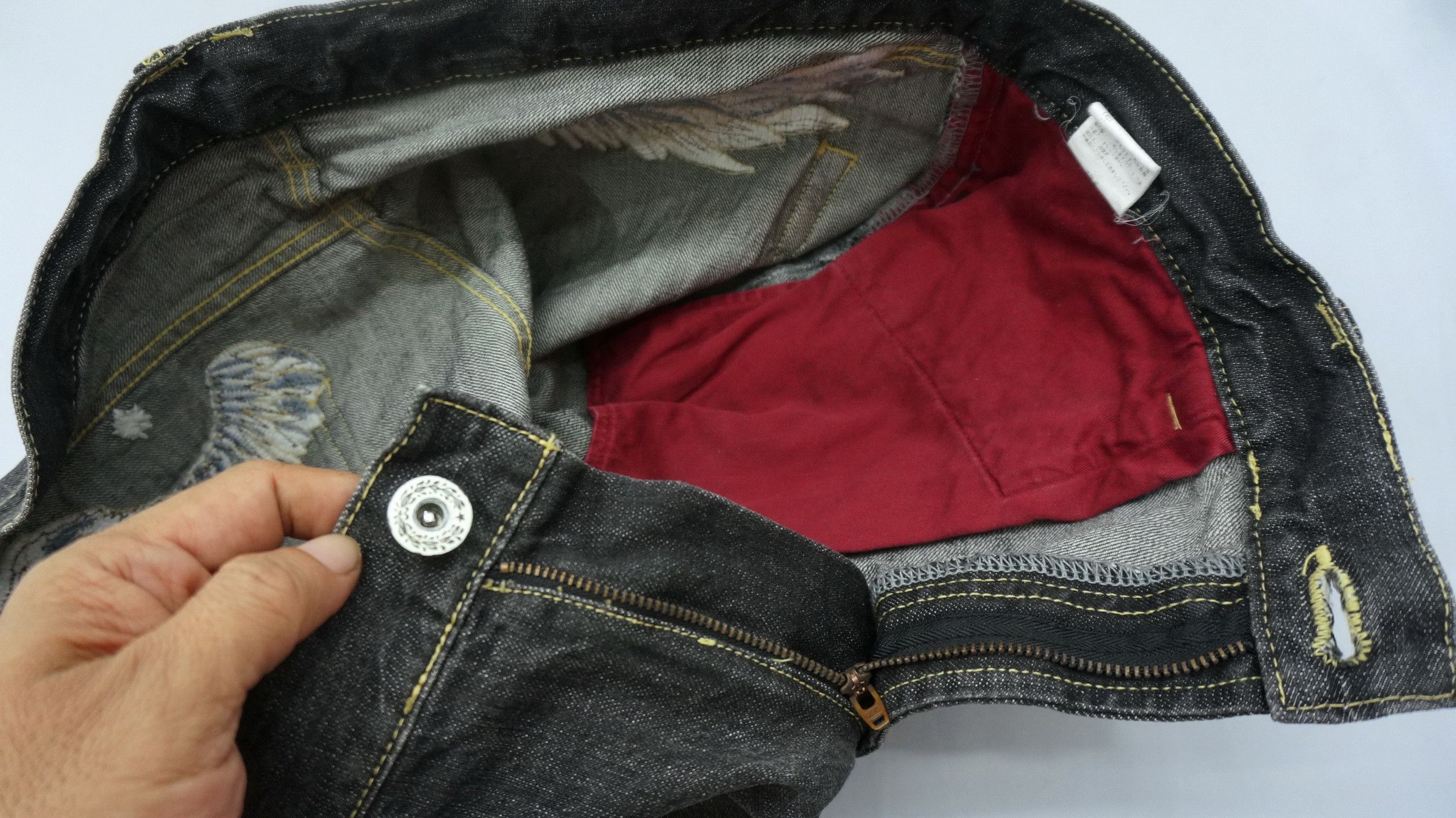 Japanese Brand 🔴 Vtg Japanese Brand Embroidery Wings Distressed Jeans Size US 36 / EU 52 - 16 Thumbnail