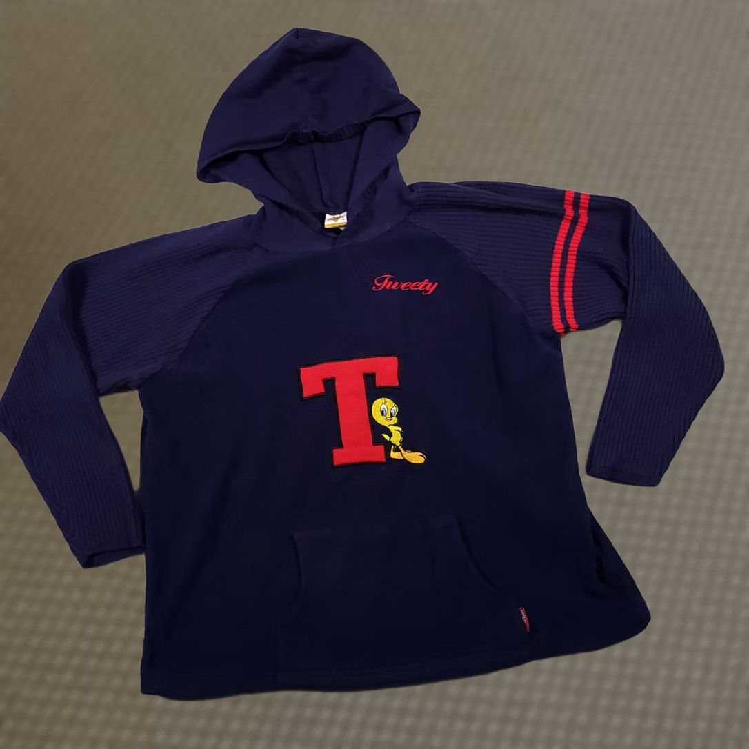 Vintage VINTAGE Looney Tunes Hoodie Women's 2XL Tweety Bird Sweatshirt Navy Pocket Sweatshirt Size XXL / US 16-18 / IT 52-54 - 1 Thumbnail