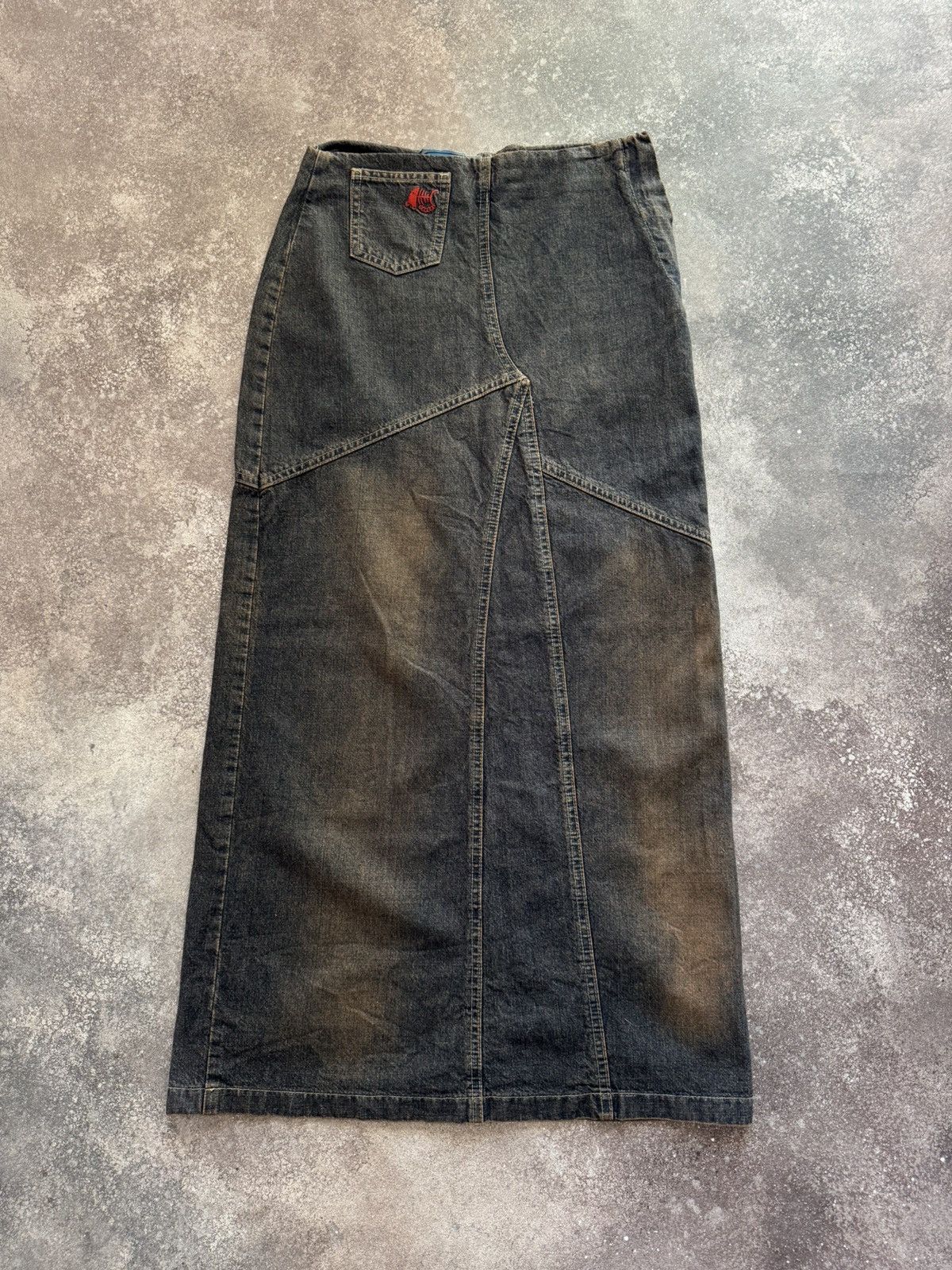 Hysteric Glamour × Japanese Brand × Vintage Amazing Y2K Vintage 2000’s Faded Asymmetric Denim Maxi Skirt Size 27" / US 4 / IT 40 - 5 Thumbnail