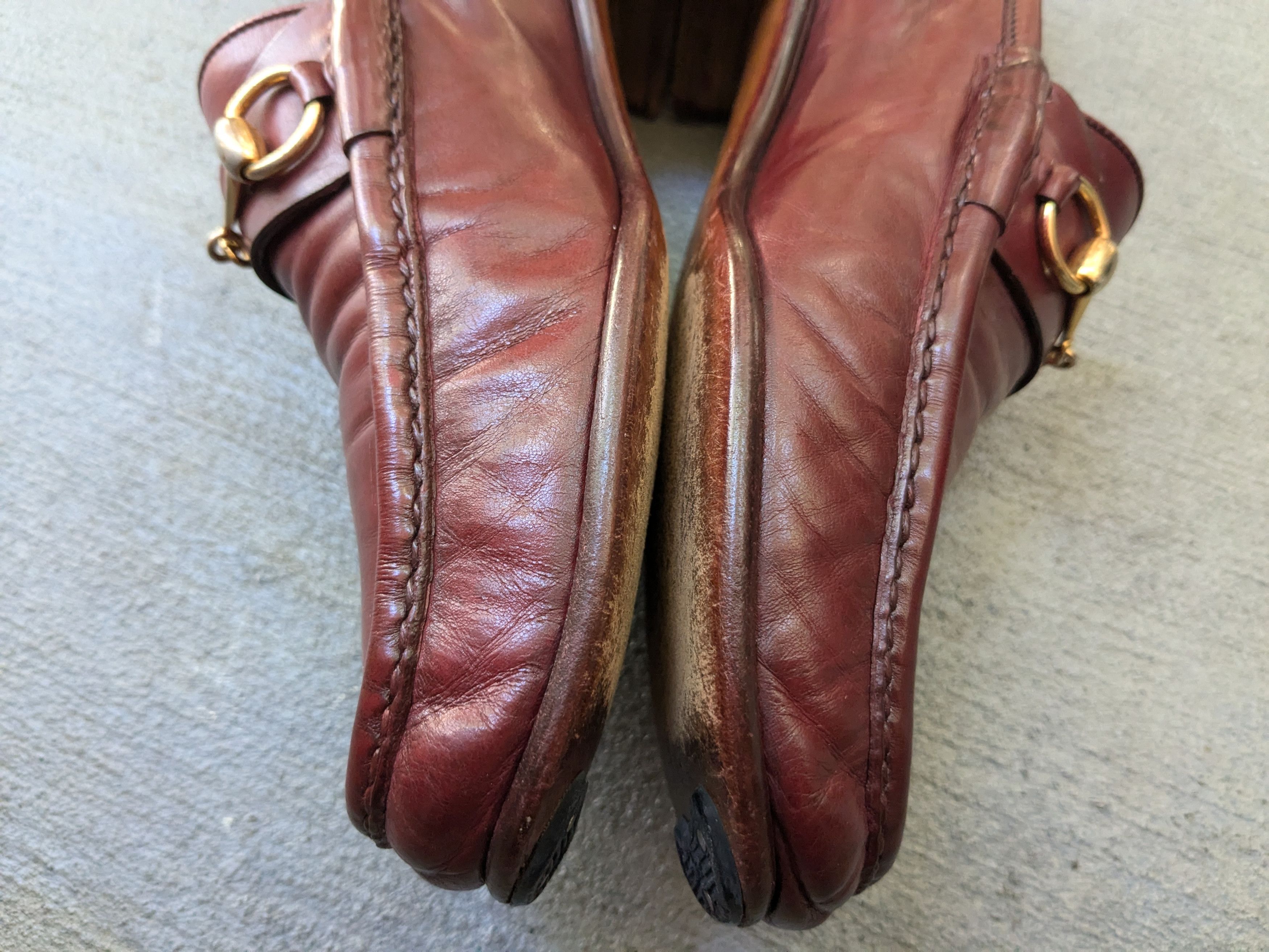 Vintage Gucci Horsebit Loafers Red 9 Red Snaffle Bit Gold
