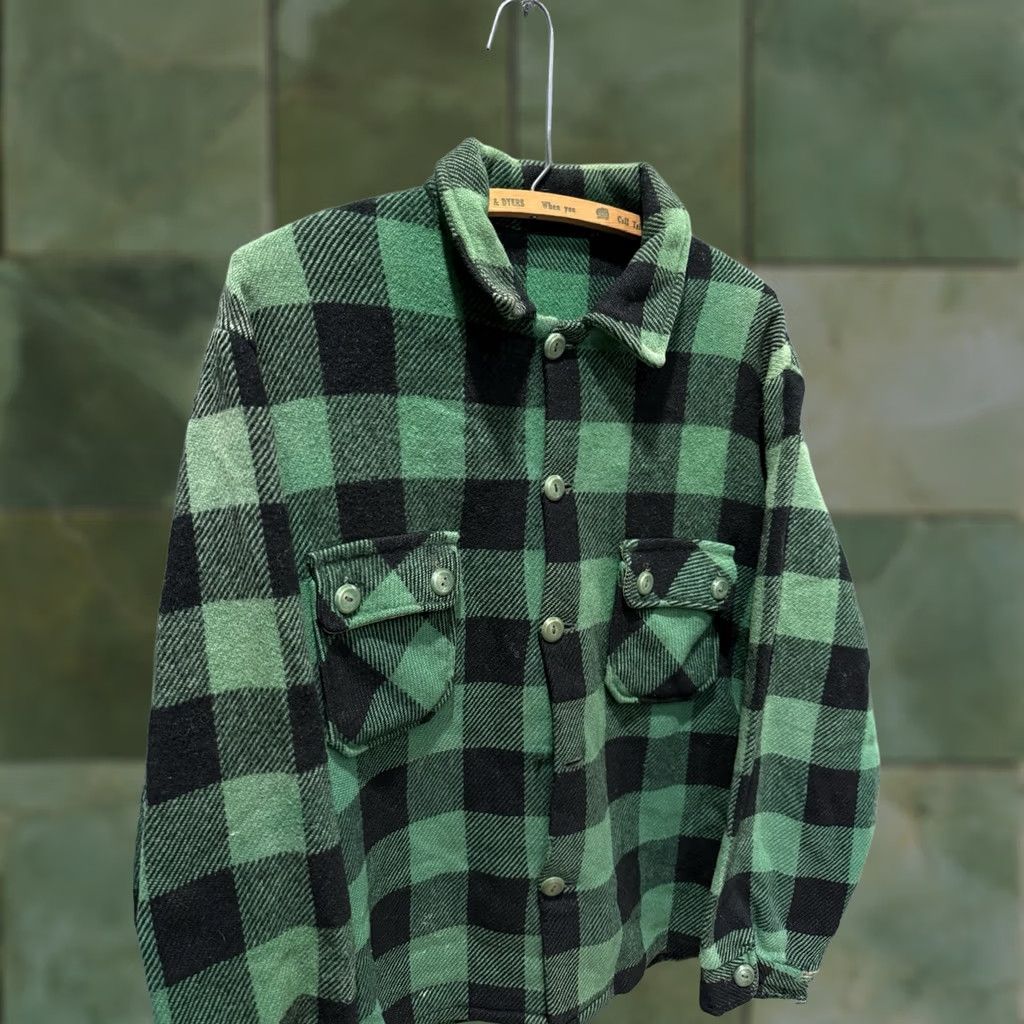 Vintage VINTAGE Green Plaid Wool Button Up Flannel Shirt Medium Mens USA Made 50’s Size US M / EU 48-50 / 2 - 1 Thumbnail
