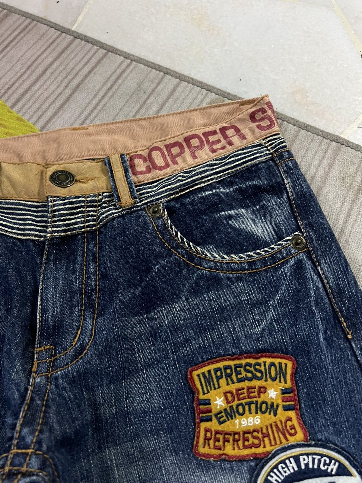 Japanese Brand 💥Smith Cooper Distress Patchwork Japanese Jean Size US 31 - 12 Thumbnail