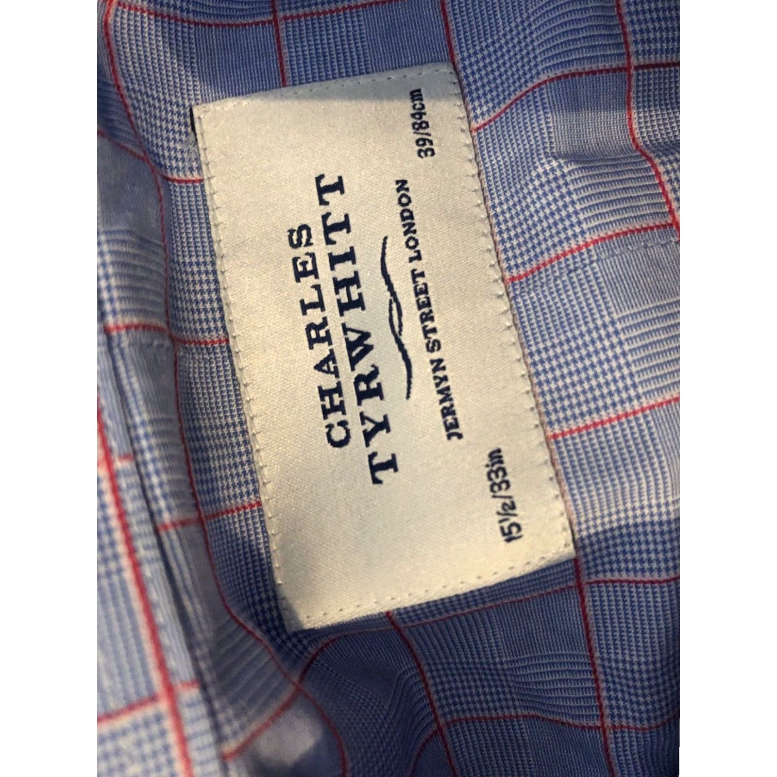 Charles Tyrwhitt Dress Shirt Blue Cotton 15.5 33 Button Mens
