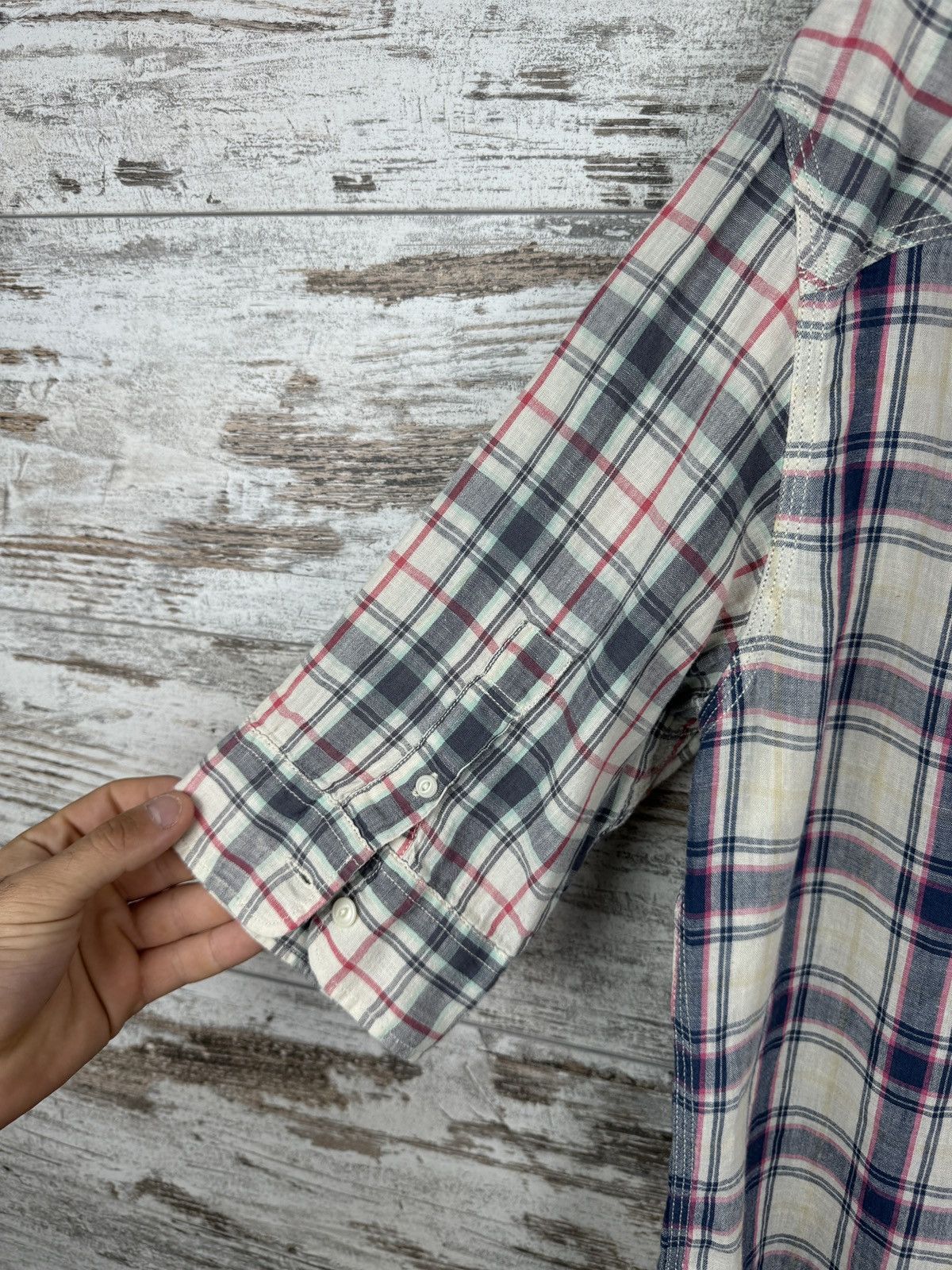 Allsaints × Japanese Brand Mens AllSaints GRIDLOCK HS SHIRT button up luxury linen Size US L / EU 52-54 / 3 - 10 Thumbnail