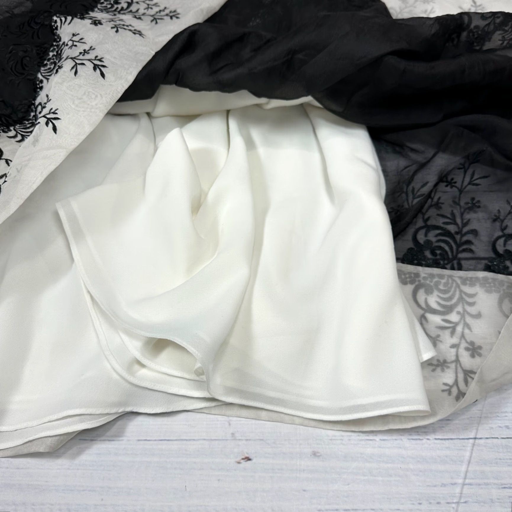 Vintage Adrianna Womens Silk Party Dress Black/Ivory A-Line Knee Length Sleeveless Back Zip Size 10 Mens Size L / US 10 / IT 46 - 6 Thumbnail