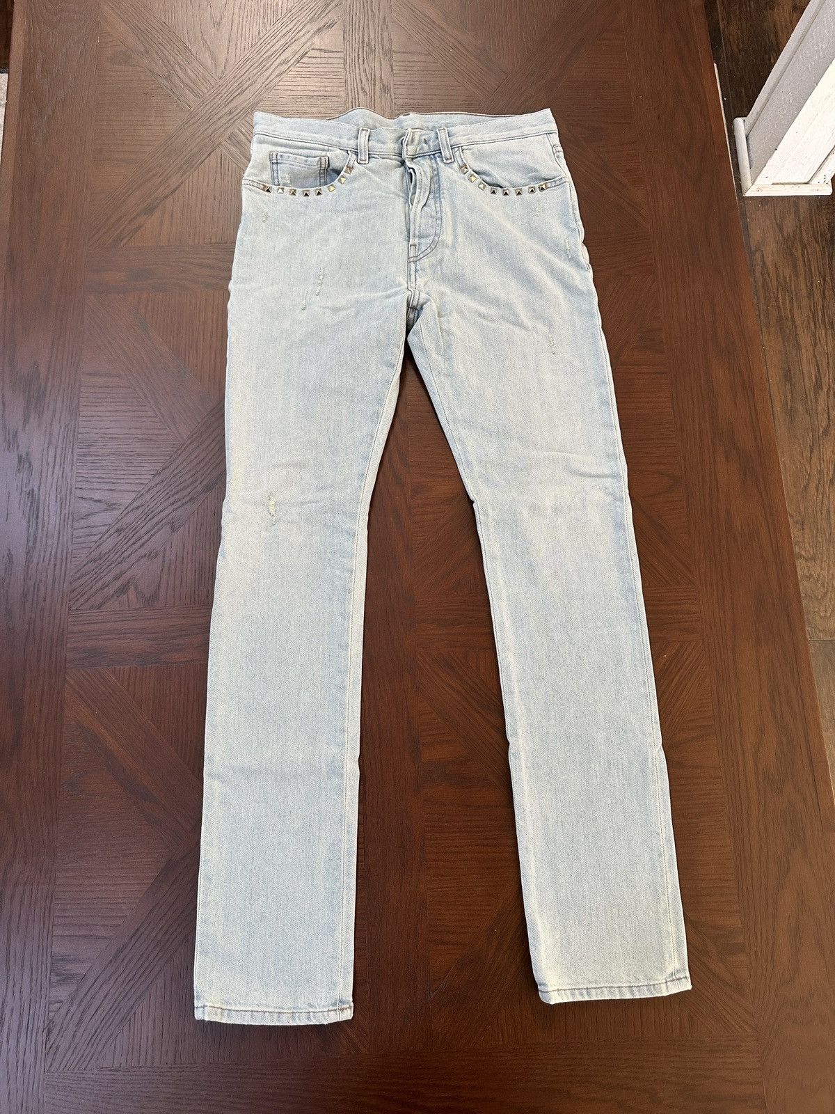 SS20 Valentino 06. Rockstud Metal Spikes Denim Pants