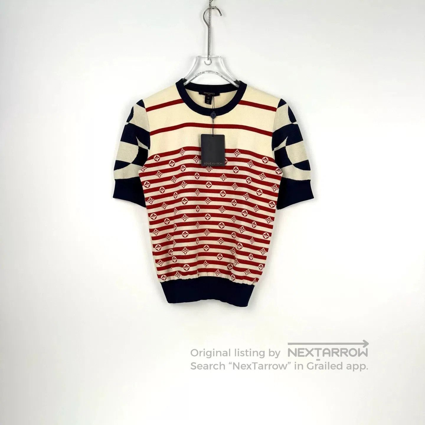 Louis Vuitton LV Red Blue White Stripe Logo Knit Top. Size US M / EU 48-50 / 2 - 3 Thumbnail