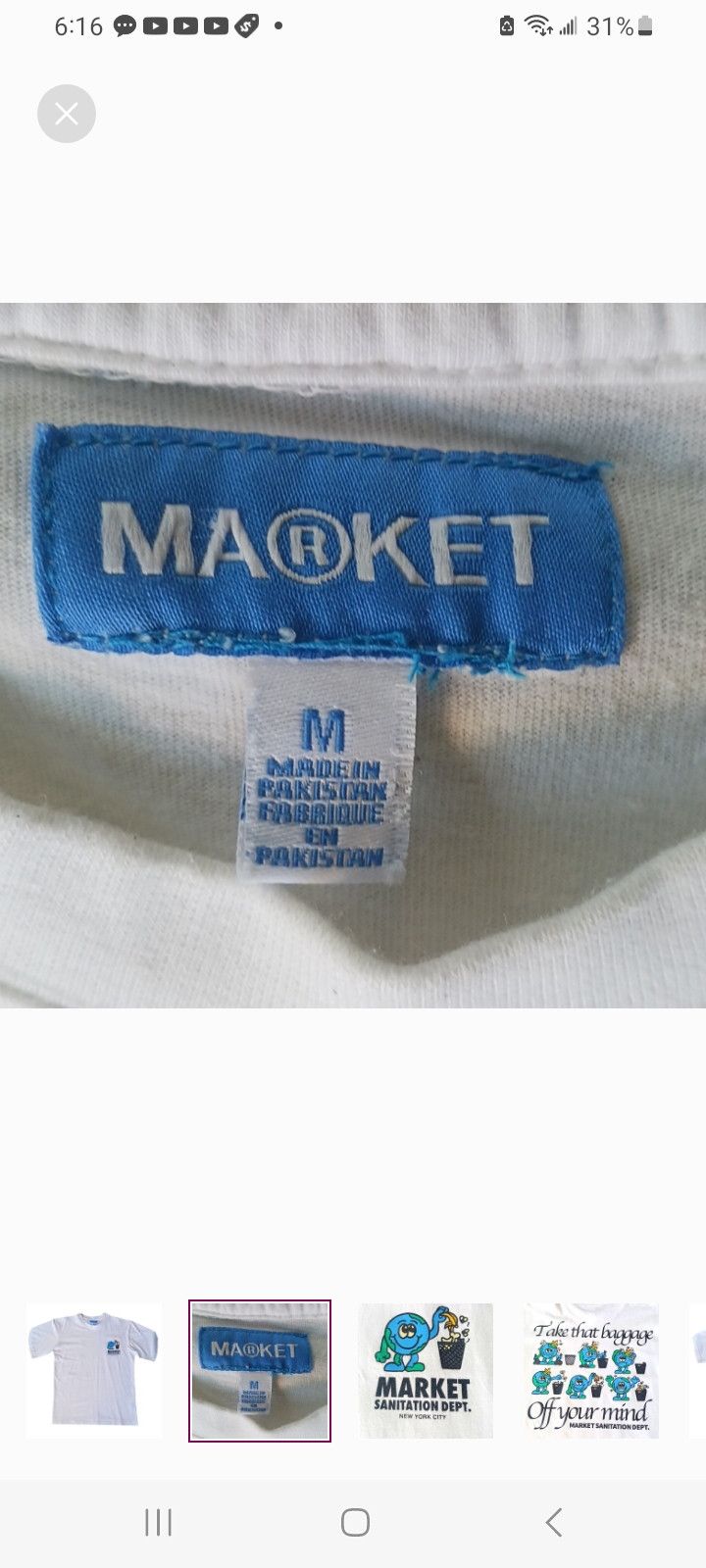 Market MARKET Sanitation Dept White T-Shirt Size US M / EU 48-50 / 2 - 2 Thumbnail