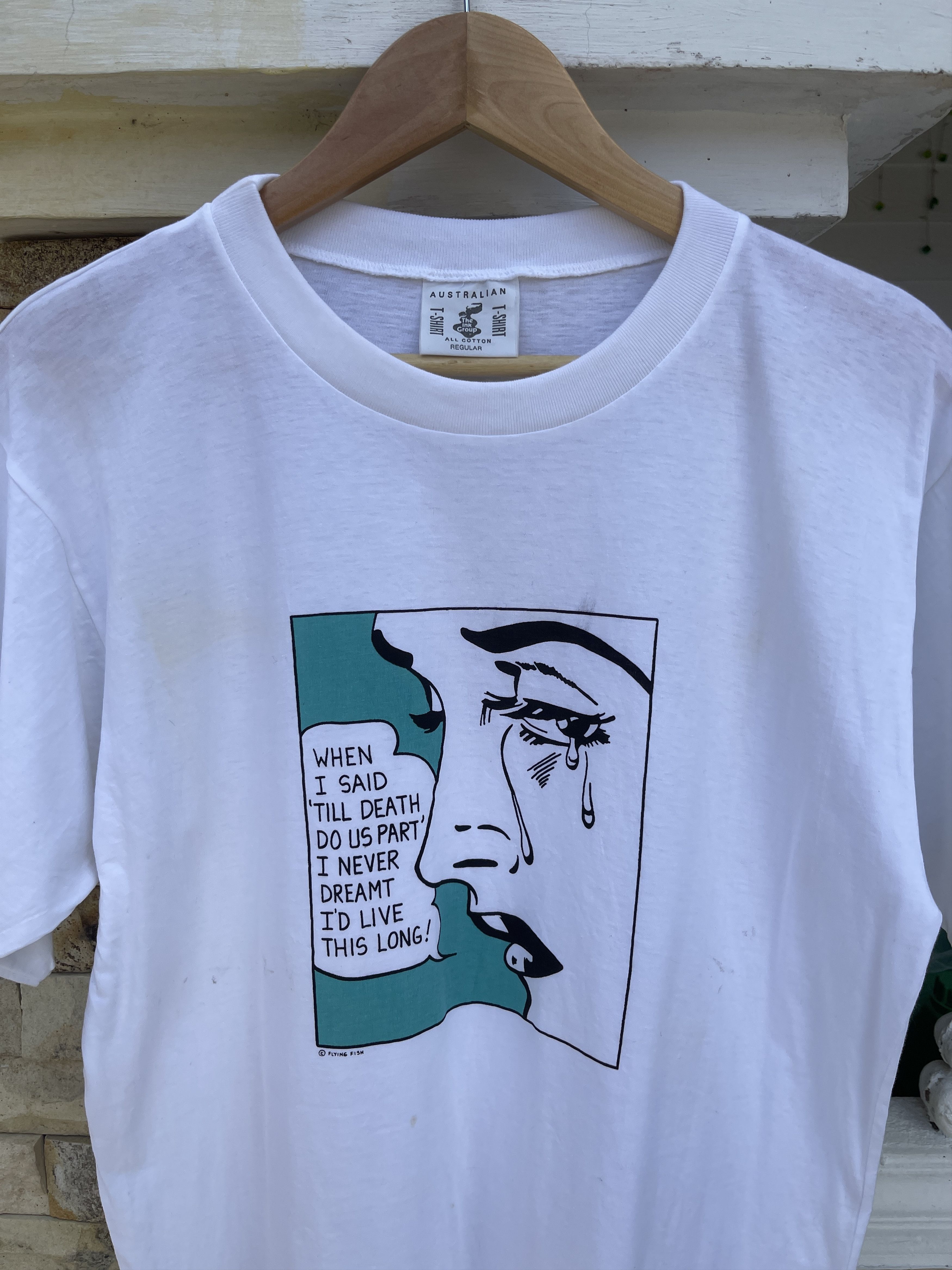 Art Comes First LastDrop🔥Rare🔥Vtg80s Roy Lichtenstein Flying Fish Pop Art Te Size US M / EU 48-50 / 2 - 2 Thumbnail
