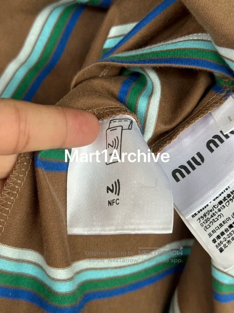 Miu Miu Miu Miu Brown Striped Short-sleeve Size US L / EU 52-54 / 3 - 8 Thumbnail