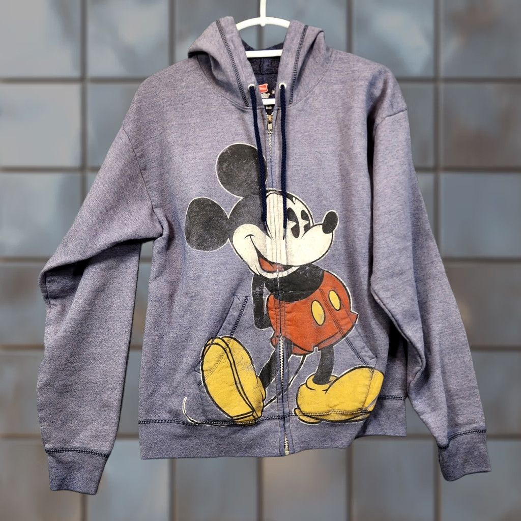 Disney Mickey Mouse Hoodie Adult Medium Blue Disneyland Walt Disney World Full Zip Y2K Womens Size M / US 6-8 / IT 42-44 - 1 Thumbnail
