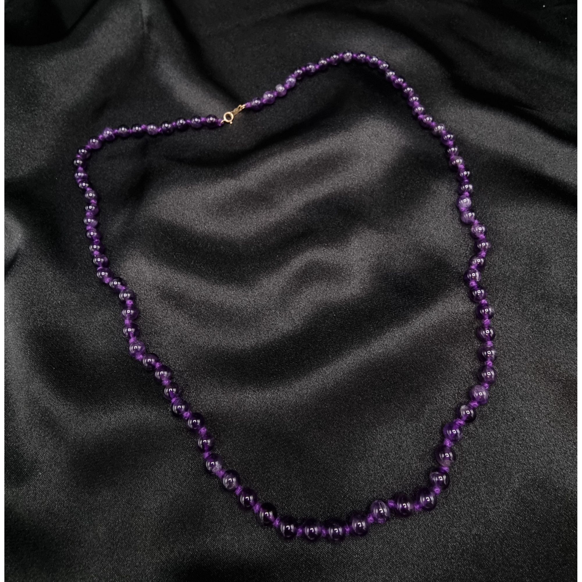 Vintage 1990s 14K RGE Signed Amethyst Beaded Necklace