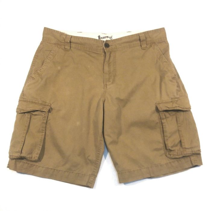 CO Roebuck & Co Cargo Shorts Mens 39 X 11 Flat Front 6 Pocket Zip Up ...