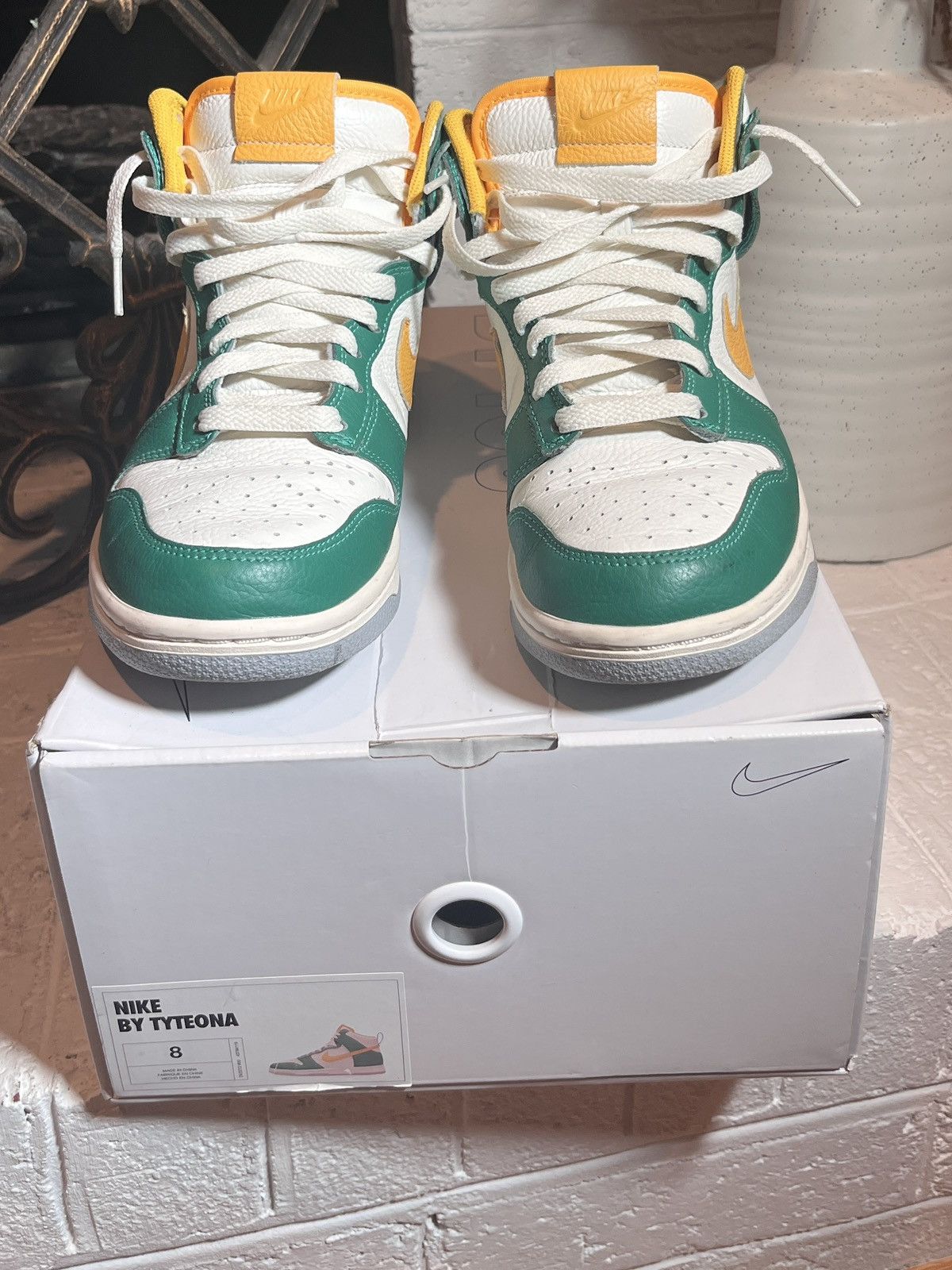 Nike Nike Dunk High “Nike By You” Custom Green Yellow – Size 8 Size US 8 / IT 38 - 1 Thumbnail