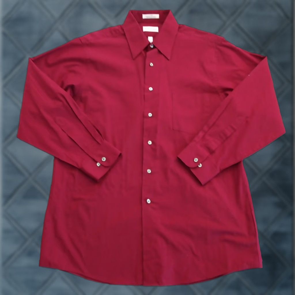 Van Heusen Van Heusen Shirt Mens Large Red Long Sleeve Button-Up Cotton Blend Poplin Size US L / EU 52-54 / 3 - 1 Thumbnail